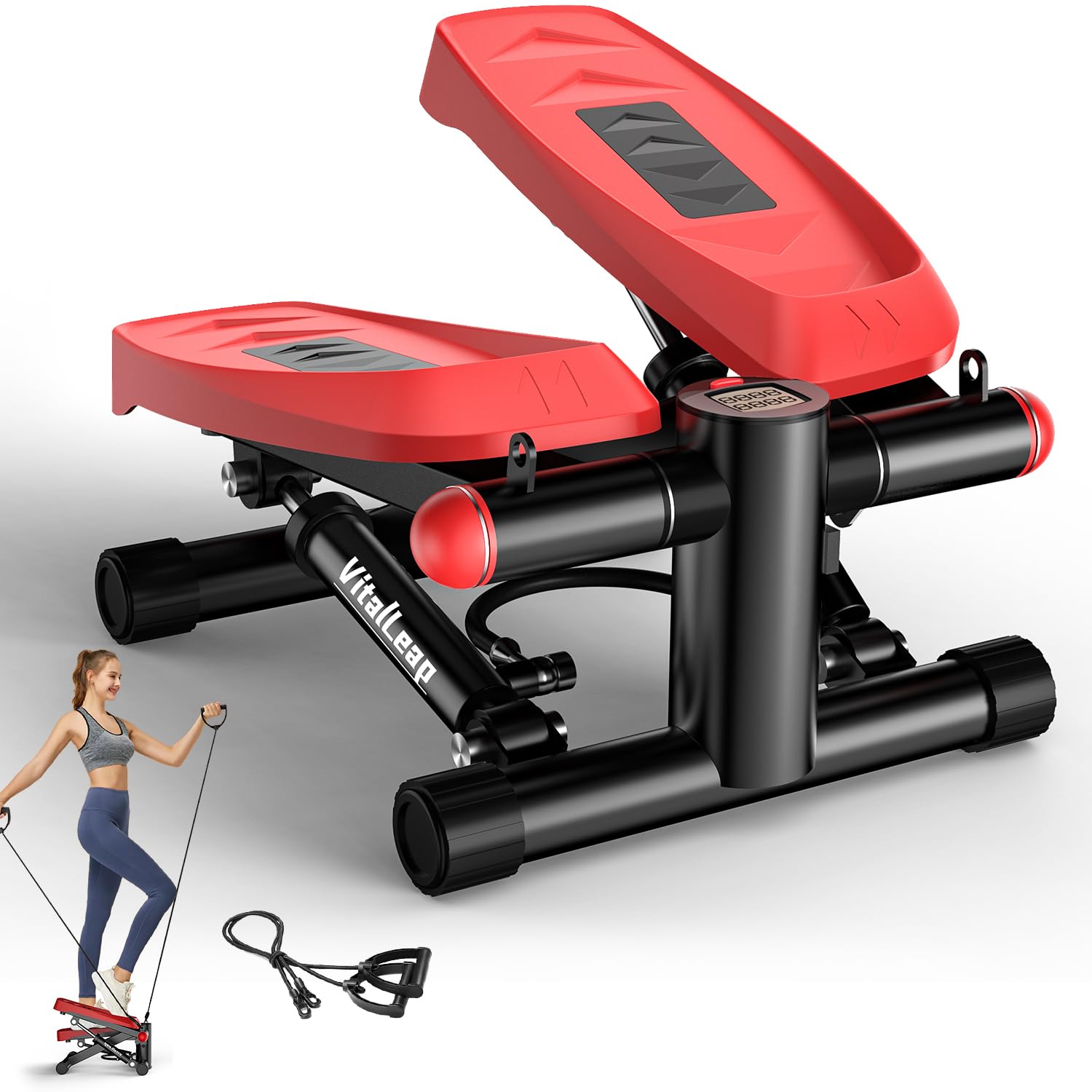 **Air-Powered Mini Stepper with Resistance Bands – 330LBS Capacity, LCD Monitor & Super Quiet Design – Home Fitness Equipment for Cardio, Leg & Full-Body Workout**    *(Perfect for Home Gym, Office Workouts, or Low-Impact Exercise – Compact & Portable Stepper Machine for Weight Loss & Toning)*