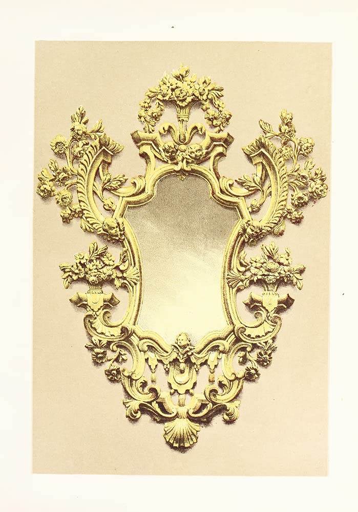 John Charles Robinson 14x18 Black Modern Frame & Double Matted Museum Art Print - Venetian (1858) Small Mirror Frame in Carved Gilded Wood | Wall Decor for Living Room, Bedroom, Office