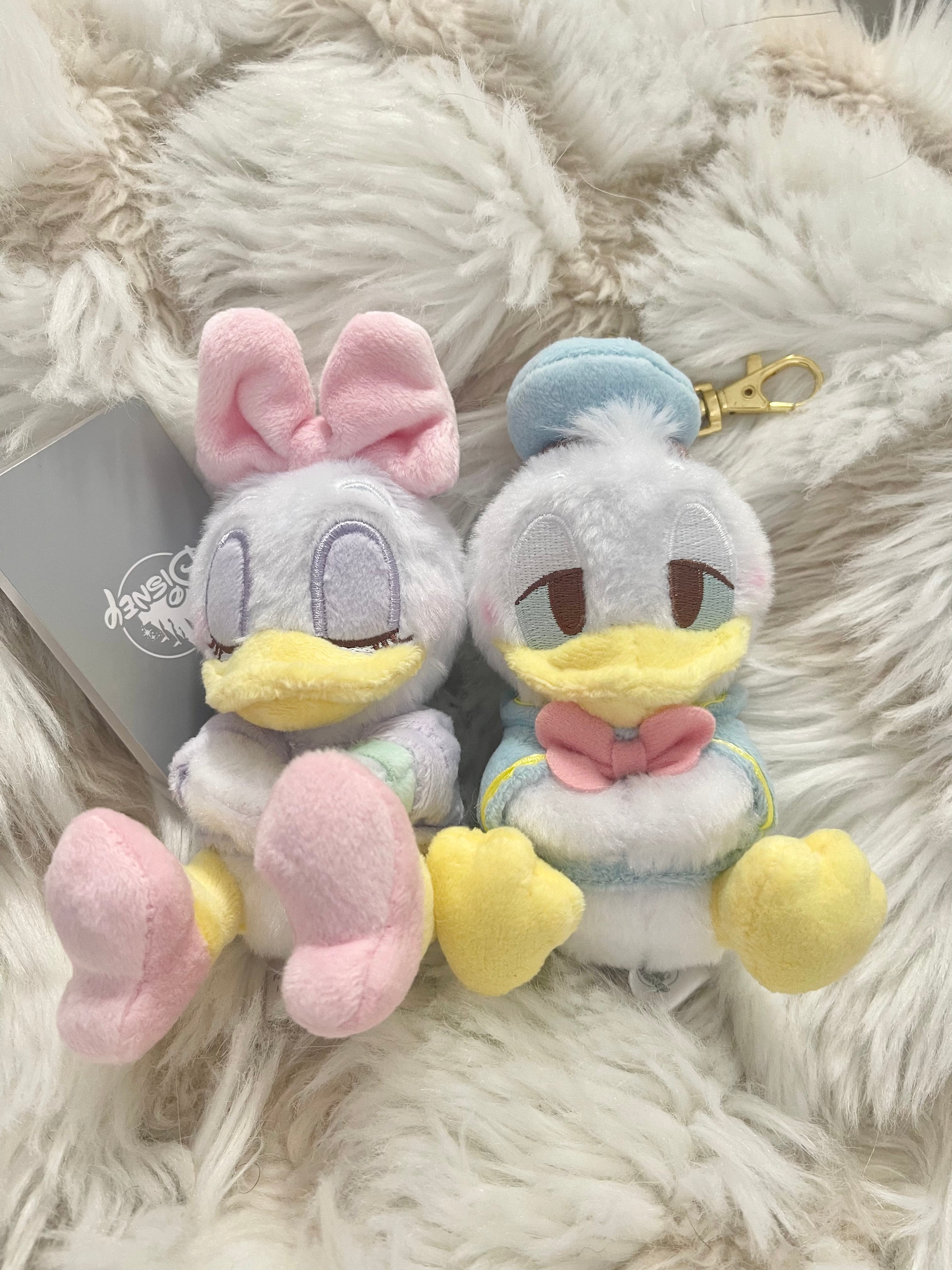 Disney Store Japan Sleepy Donald and Daisy Keychain Plush - Cute Soft Stuffed Animal Keyring for Bags, Backpacks, Gifts & Collectibles
