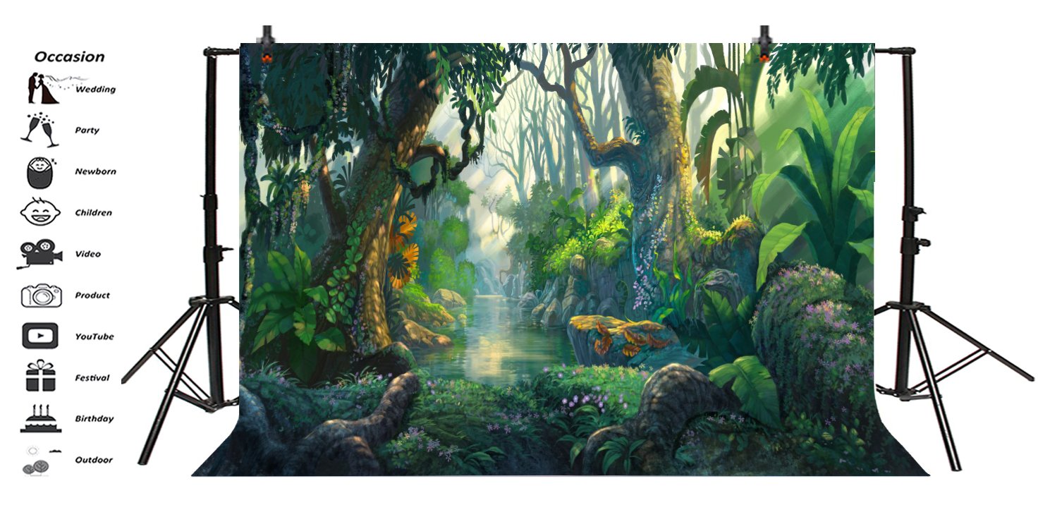Yeele 5x3ft Fairy Tales Photography Backdrop - Fantasy Fairyland Tropical Jungle with Sunlight & Flowers for Kids Birthday Party, Photo Booth, Studio Props | Perfect for Baby Showers, Themed Events & Creative Portraits