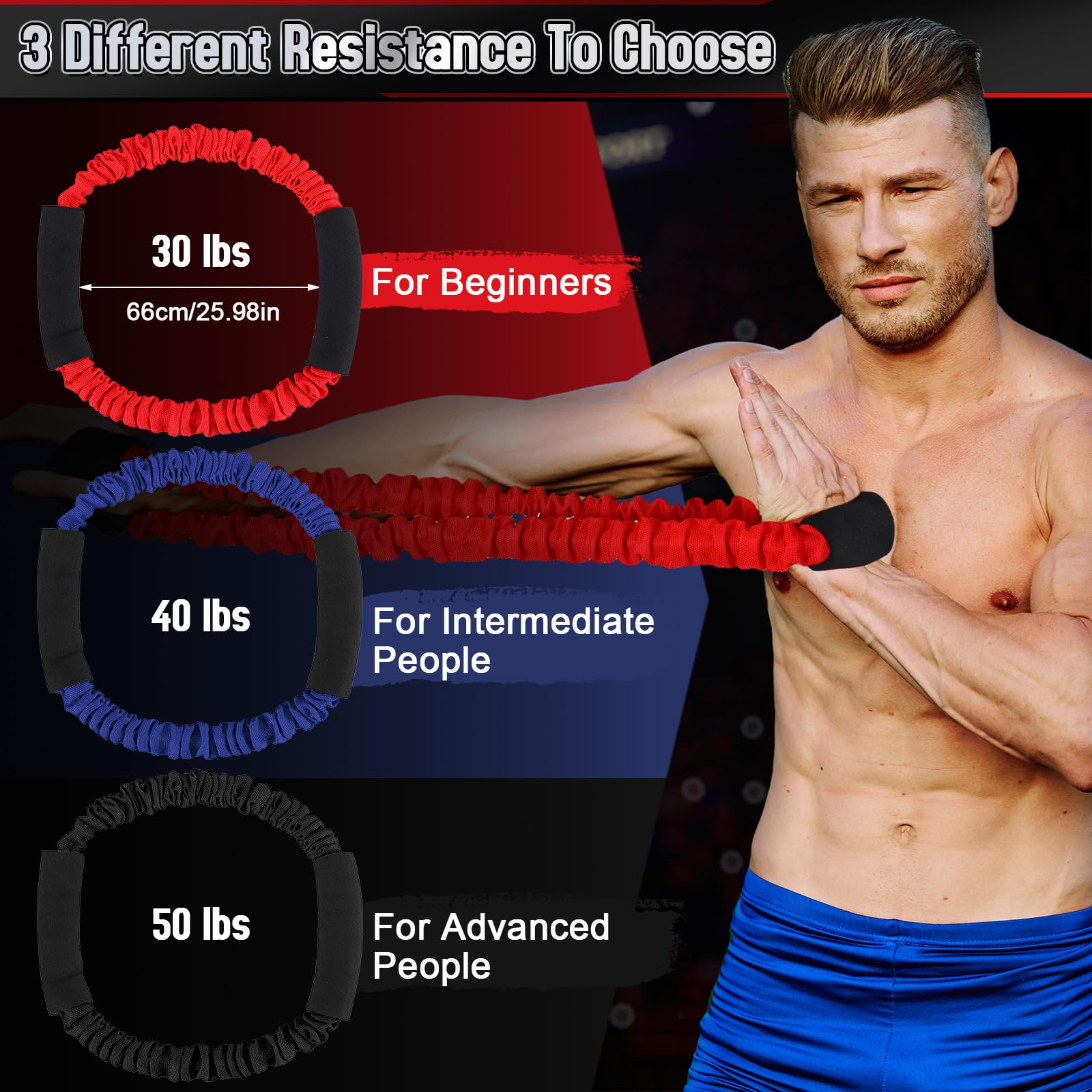 3-Piece Archery Bow Strength Trainer Set (30/40/50 Lbs) - Arm Exercise Resistance Bands for Bow Practice & Strength Training | Perfect for Home Gym, Outdoor Shooting & Crossbow Training