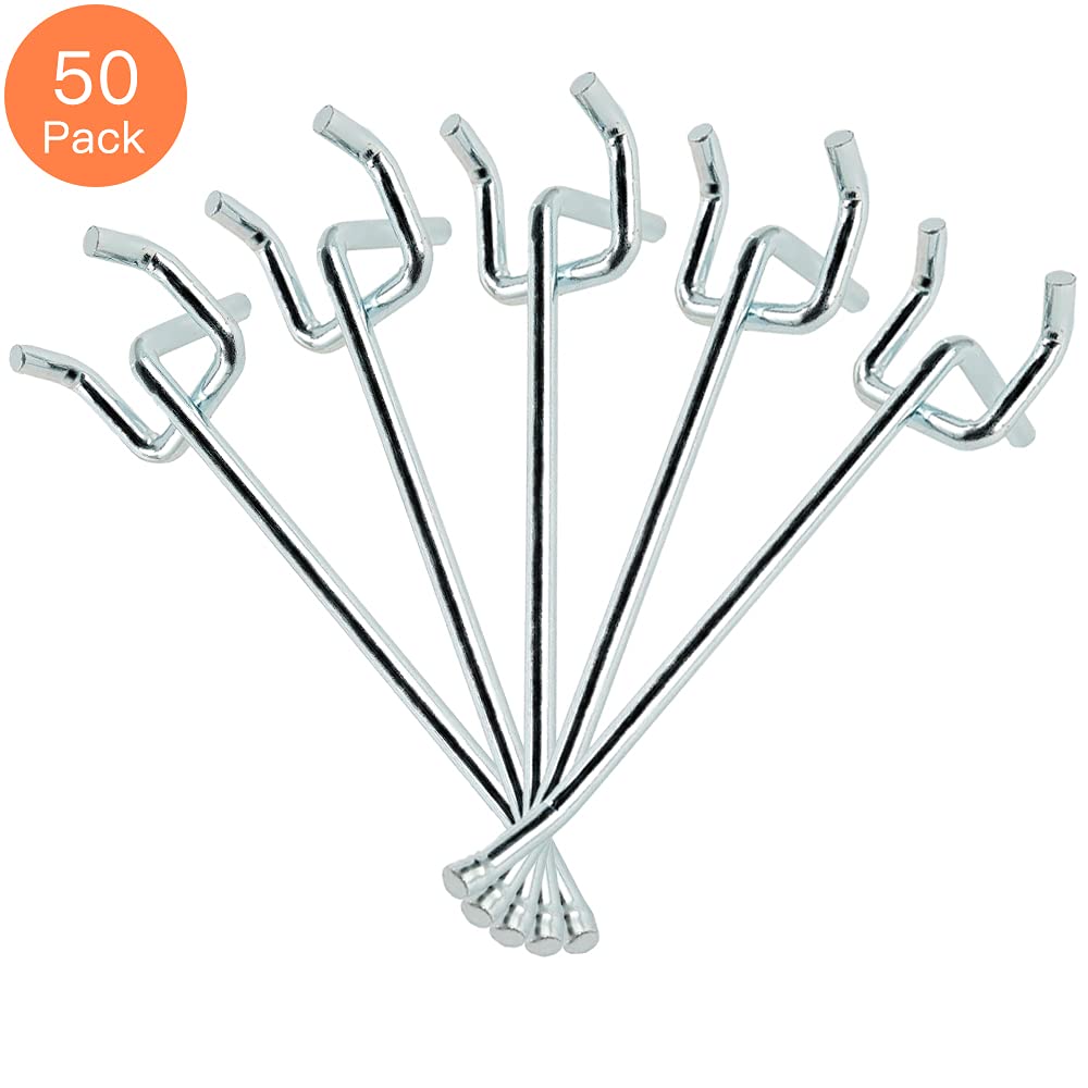 50-Pack Heavy Duty 4 Inch L-Shaped Galvanized Pegboard Hooks for 1/4 Inch Pegboard – Large Diameter Metal Hooks for Garage Organization, Office Storage, Kitchen Tools & Retail Displays | Durable Wall Mount Hooks for Tools, Utensils & Retail Merchandise