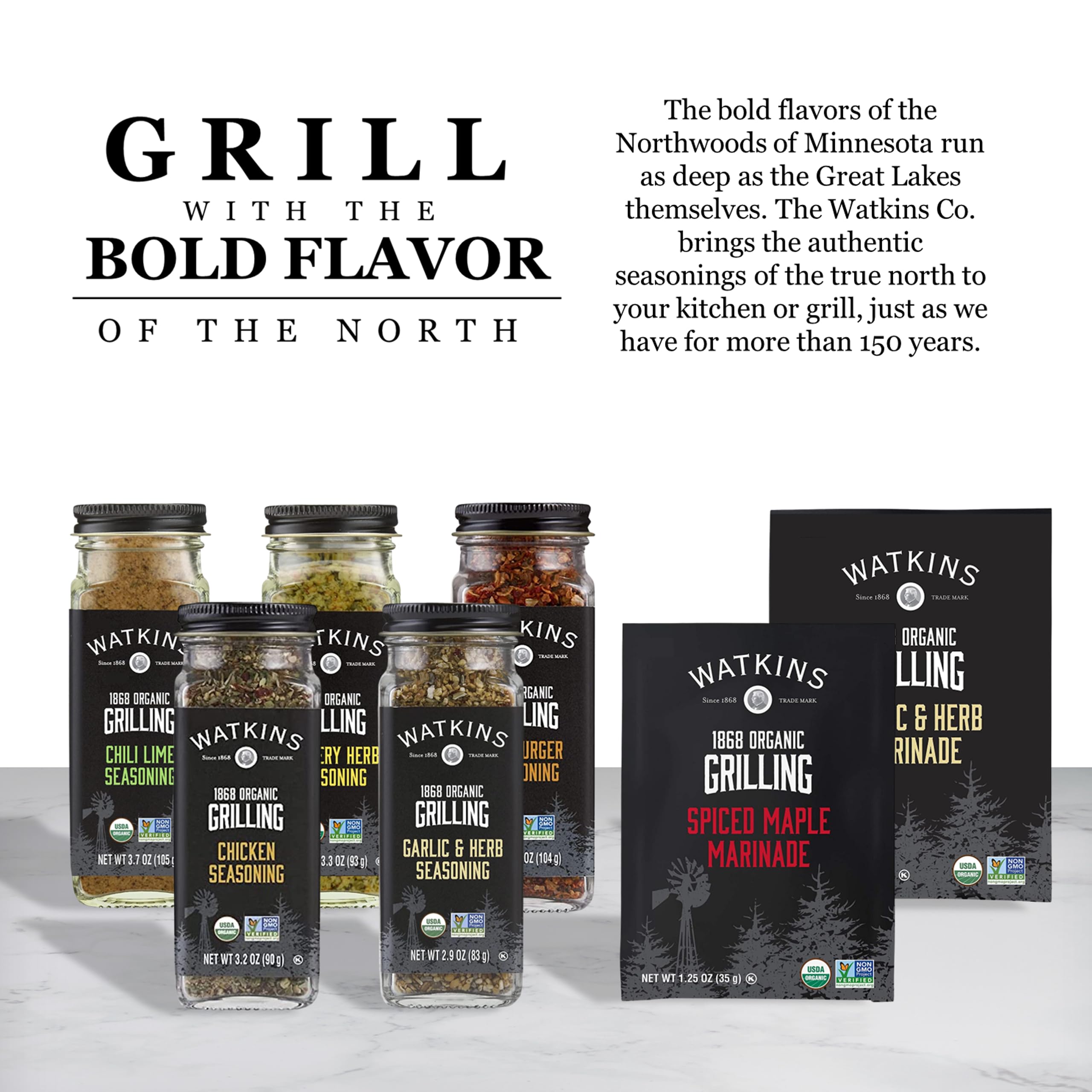 Organic Grilling Chicken Seasoning by Watkins - Non-GMO, Kosher Certified, 3.2 Oz (1-Pack) - Perfect for BBQ, Grilling, Roasting & Everyday Cooking