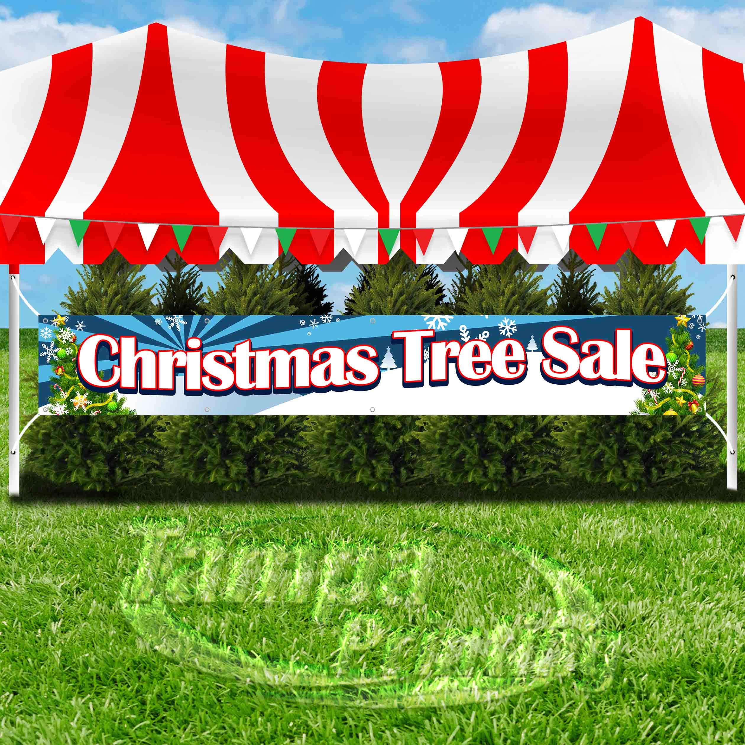 Extra Large 13 oz Heavy-Duty Vinyl Christmas Tree Banner with Metal Grommets - Single-Sided Holiday Decoration for Indoor/Outdoor Use