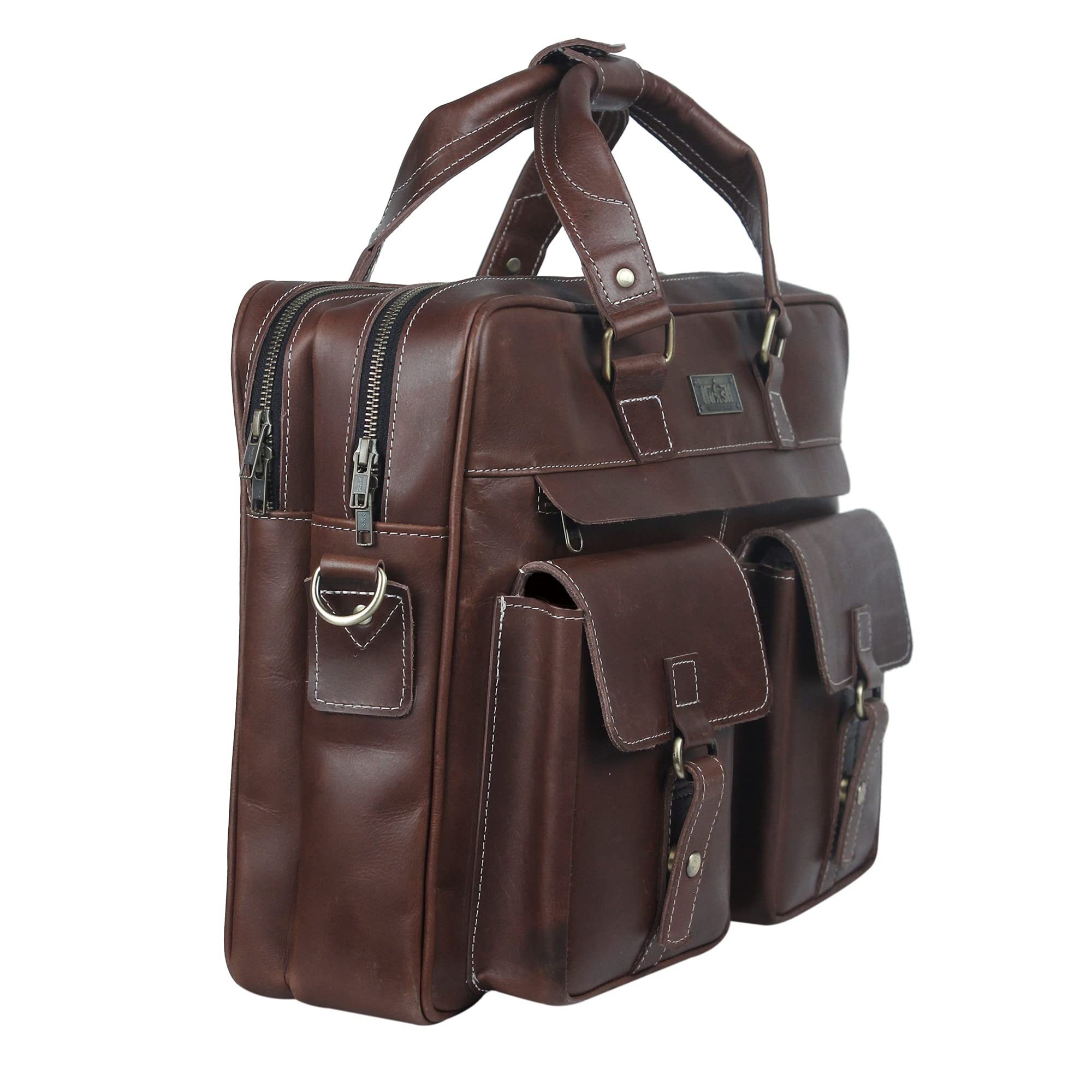 Premium Genuine Leather Briefcase for Men - 17 Inch Laptop Bag with Spacious Compartment | Durable Business & Office Work Bag for Professionals, Travel & Daily Commute