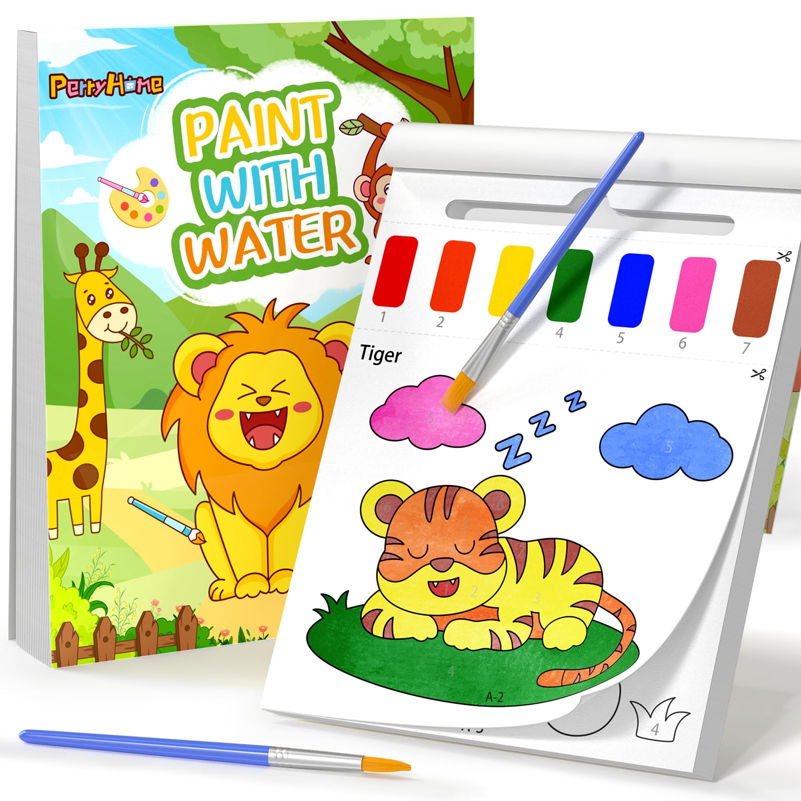 PERRYHOME Mess-Free Water Coloring Books for Kids Ages 3-8, Animal Themed Paint with Water Activity Set - Perfect Birthday & Christmas Gift for Toddler Girls | Creative Indoor Play, Travel & Party Entertainment