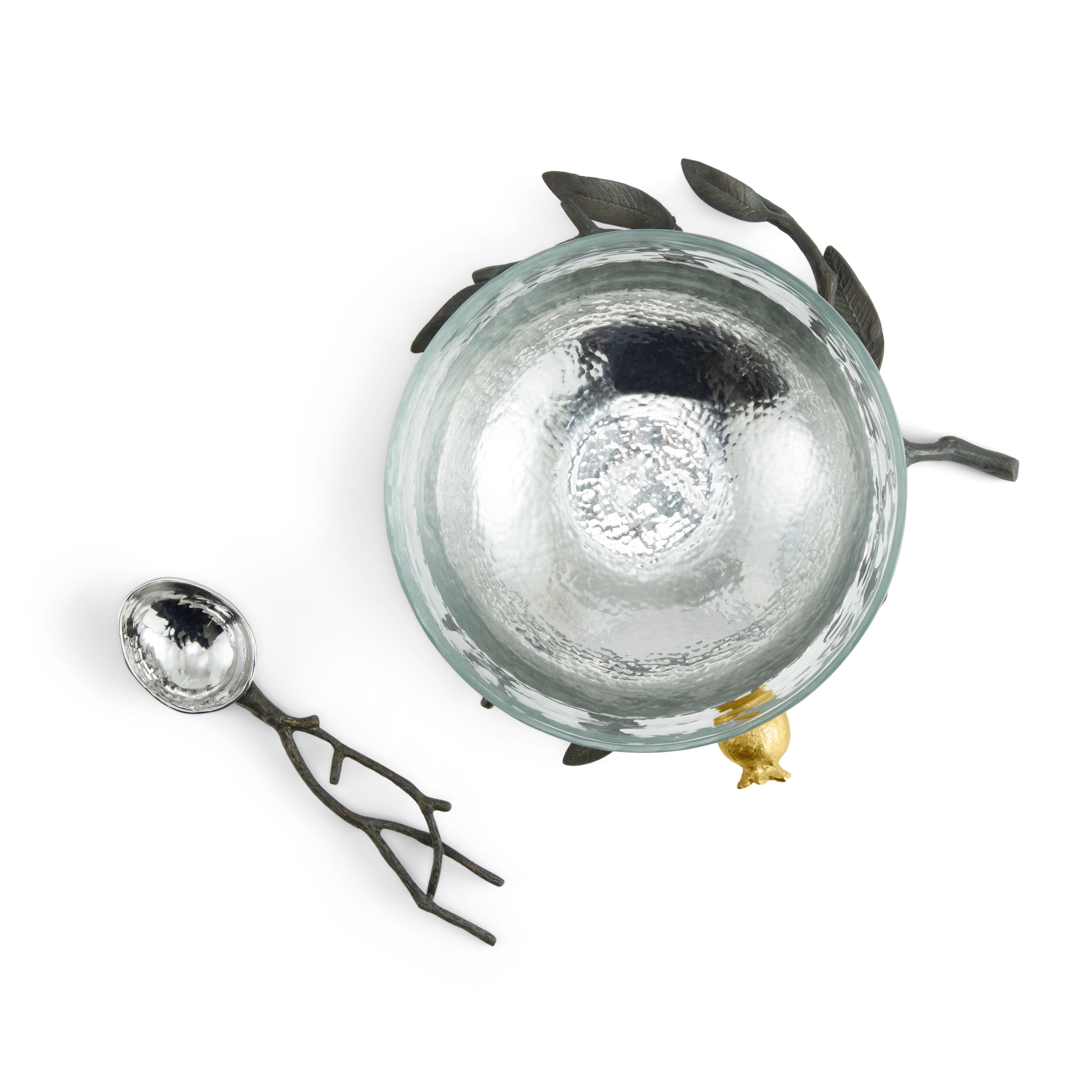 Premium Pomegranate Glass Bowl with Spoon - Elegant Serving Dish for Desserts, Salads & Snacks - Perfect for Parties, Dining & Home Decor