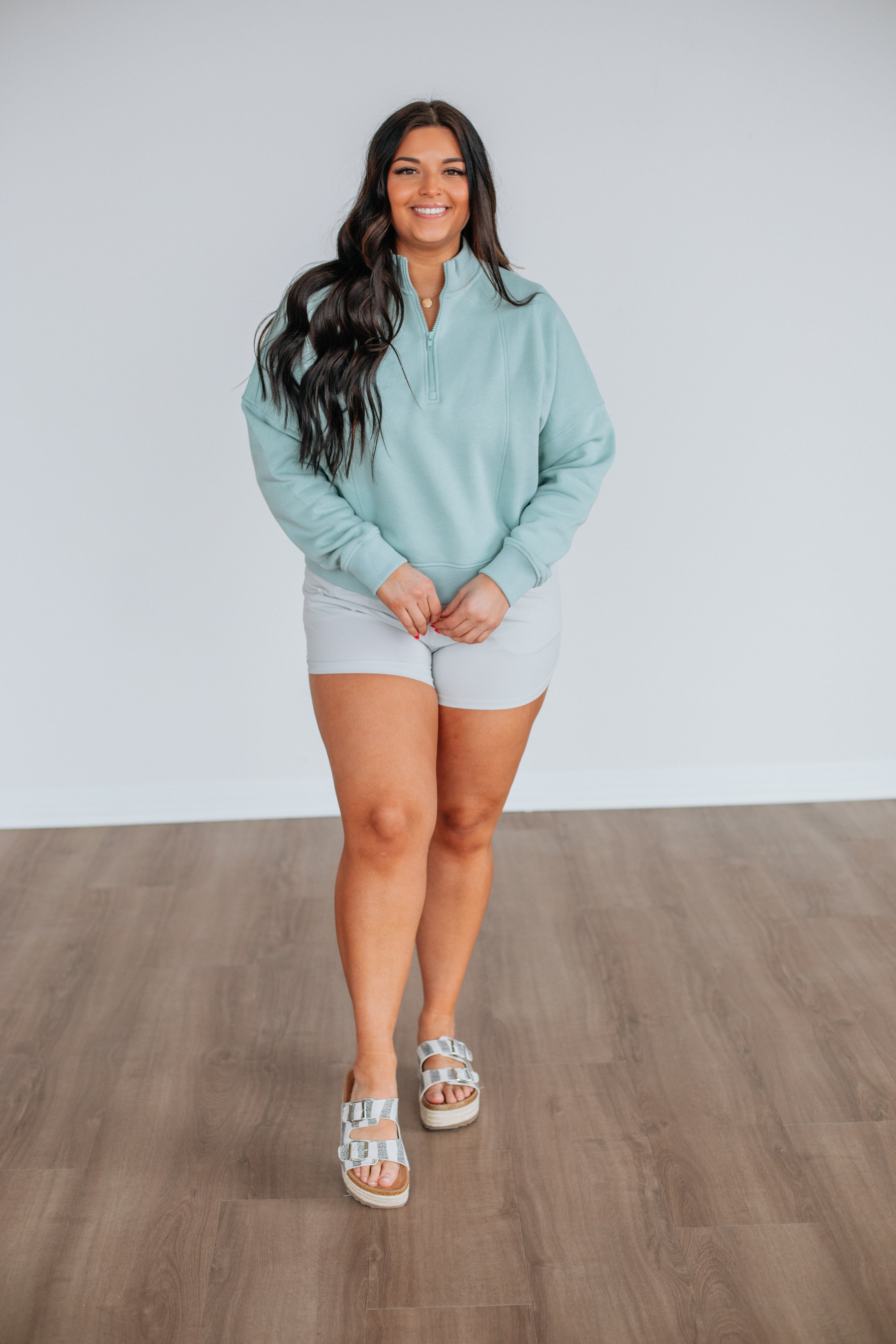 Ellie Half Zip Pullover Women's Fleece Sweatshirt - Ice Blue | Cozy Winter Layering & Outdoor Activities