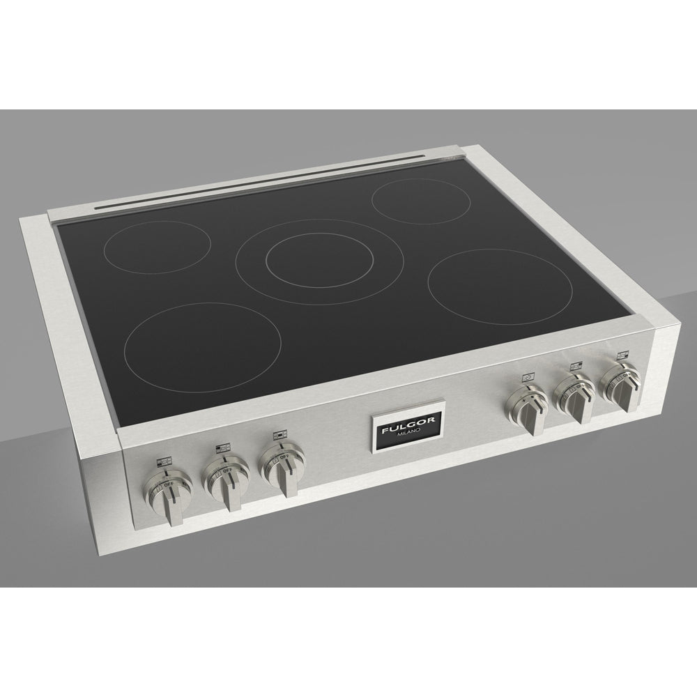Fulgor Milano 36 Inch 600 Professional Series Stainless Steel Induction Cooktop with Glass Ceramic Top - F6IRT365S1 - Perfect for Modern Kitchens & Professional Cooking