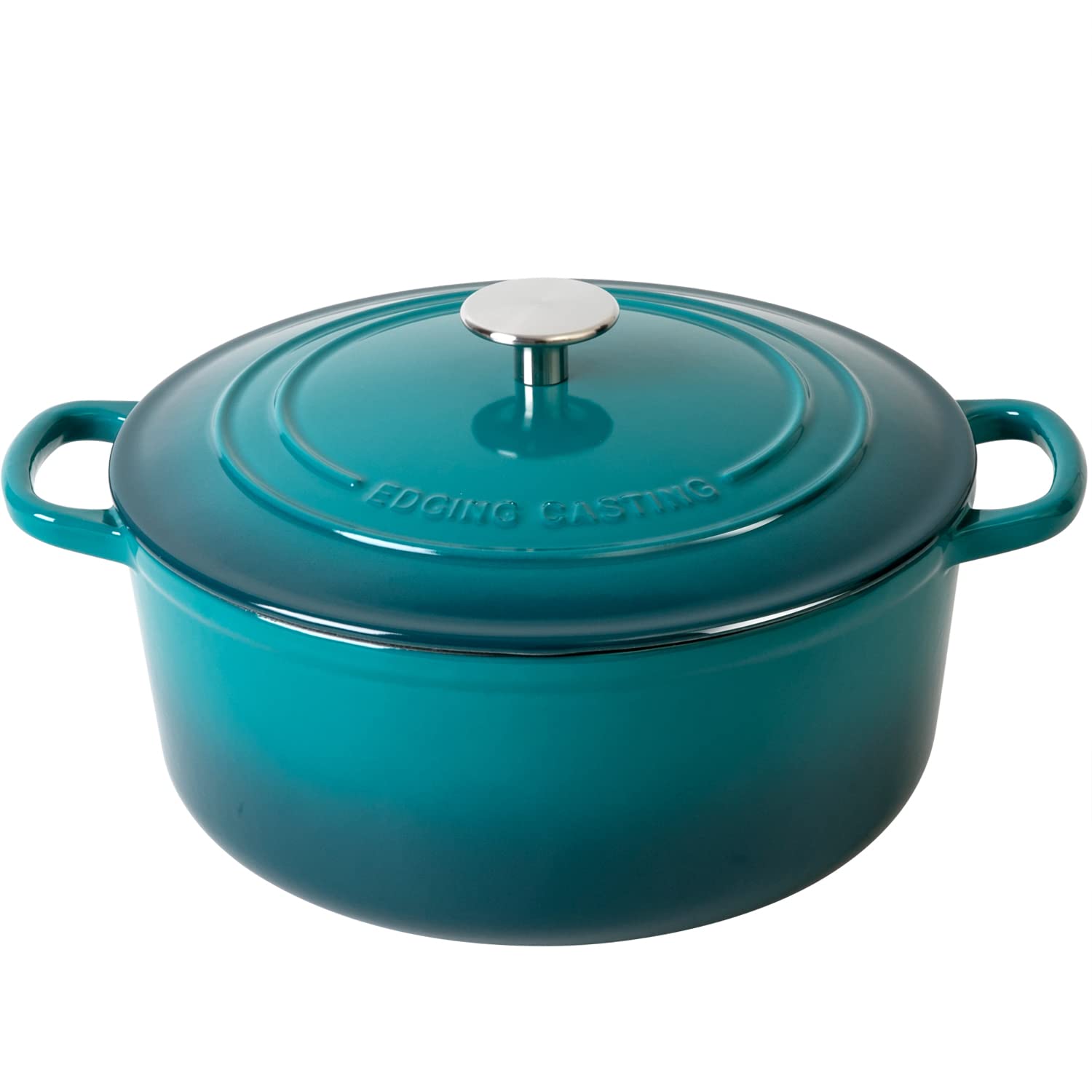 Enameled Cast Iron Dutch Oven with Lid - 3.5 Quart for Bread Baking, Roasting & Braising | Perfect for Sourdough, Stews & Oven-to-Table Serving | Dark Cyan