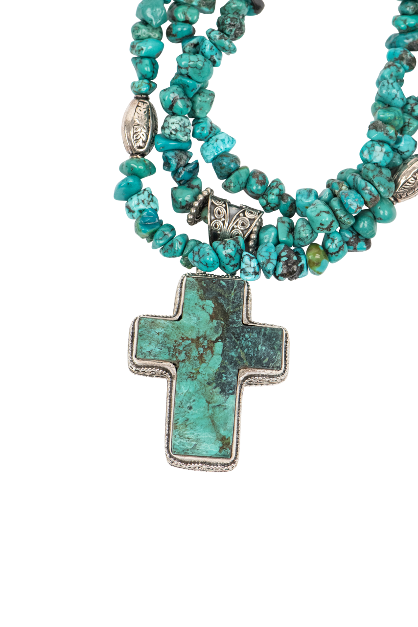 Paige Wallace Turquoise Cross Pendant Necklace for Women - Elegant Spiritual Jewelry Gift for Christmas, Baptism & Everyday Wear
