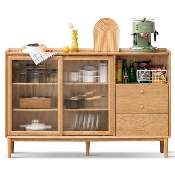 Premium Solid Wood Sideboard with Sliding Doors - Oak, Ash, Black Walnut & Cherry Options - Perfect for Dining Room Storage & Living Room Organization