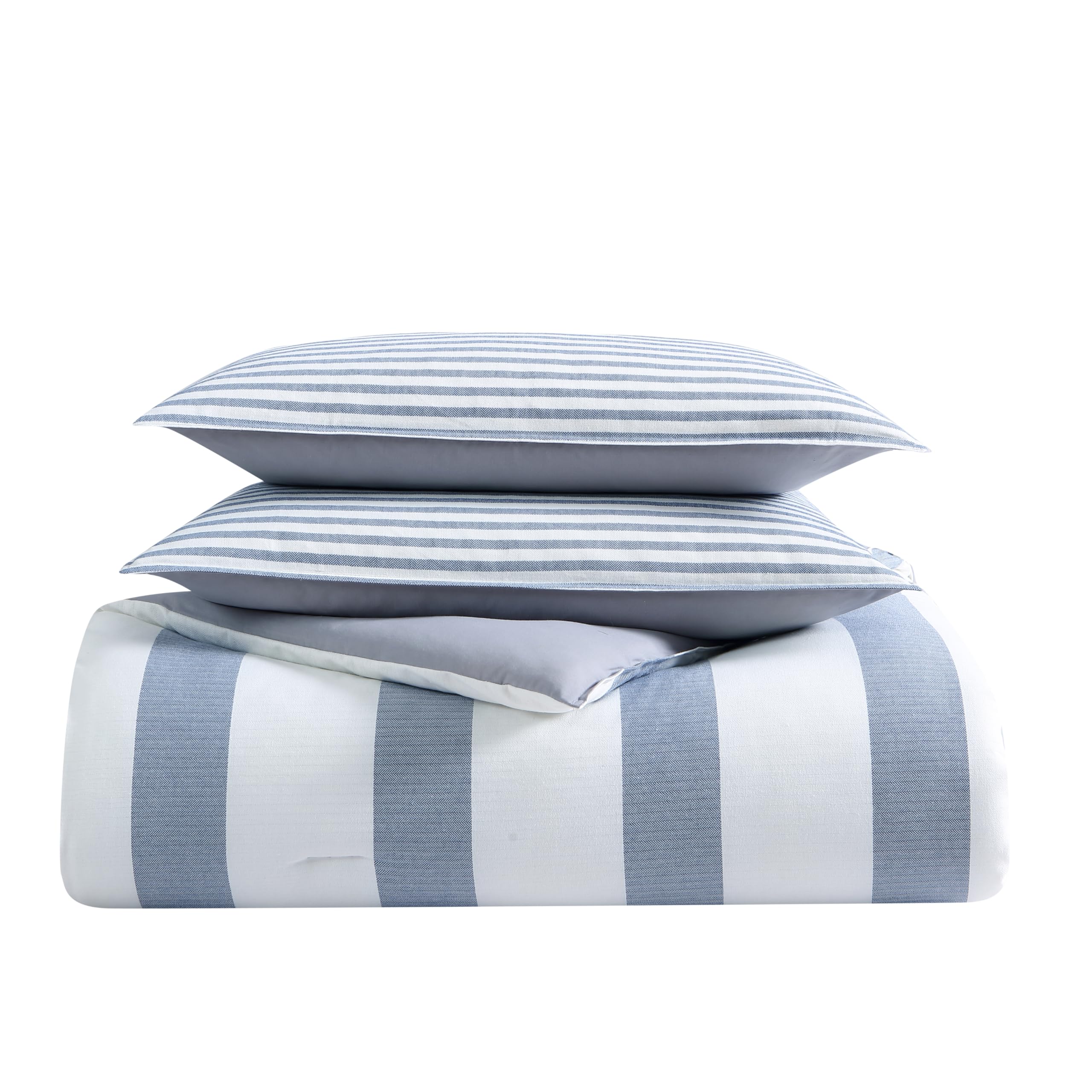 Nautica Queen Comforter Set - 100% Cotton Reversible Bedding with Matching Shams | Mediterranean Style All-Season Luxury Bedding for Master Bedroom & Guest Room (Fairwater Blue, Queen Size)