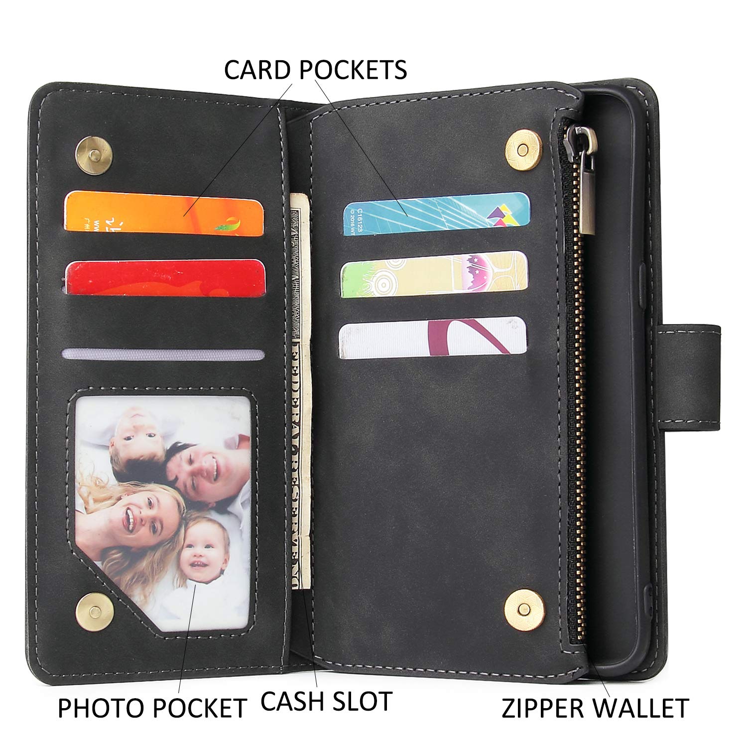 Premium PU Leather Wallet Case for Samsung Galaxy S9 Plus - Magnetic Closure, Card Slots, Kickstand & Hand Strap | Women's Fashion Phone Purse for Daily Use, Travel & Shopping