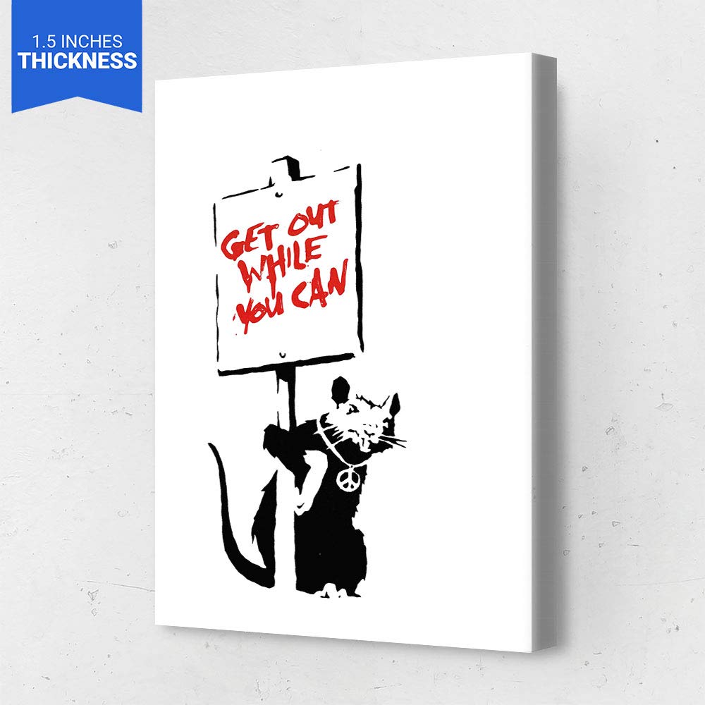 Banksy Welcome To Hell Canvas Art Print - 12x18 Inch Gallery Wrapped Vertical Street Art Wall Decor - Ready to Hang, Made in USA - Perfect for Living Room, Bedroom or Office Wall Decor