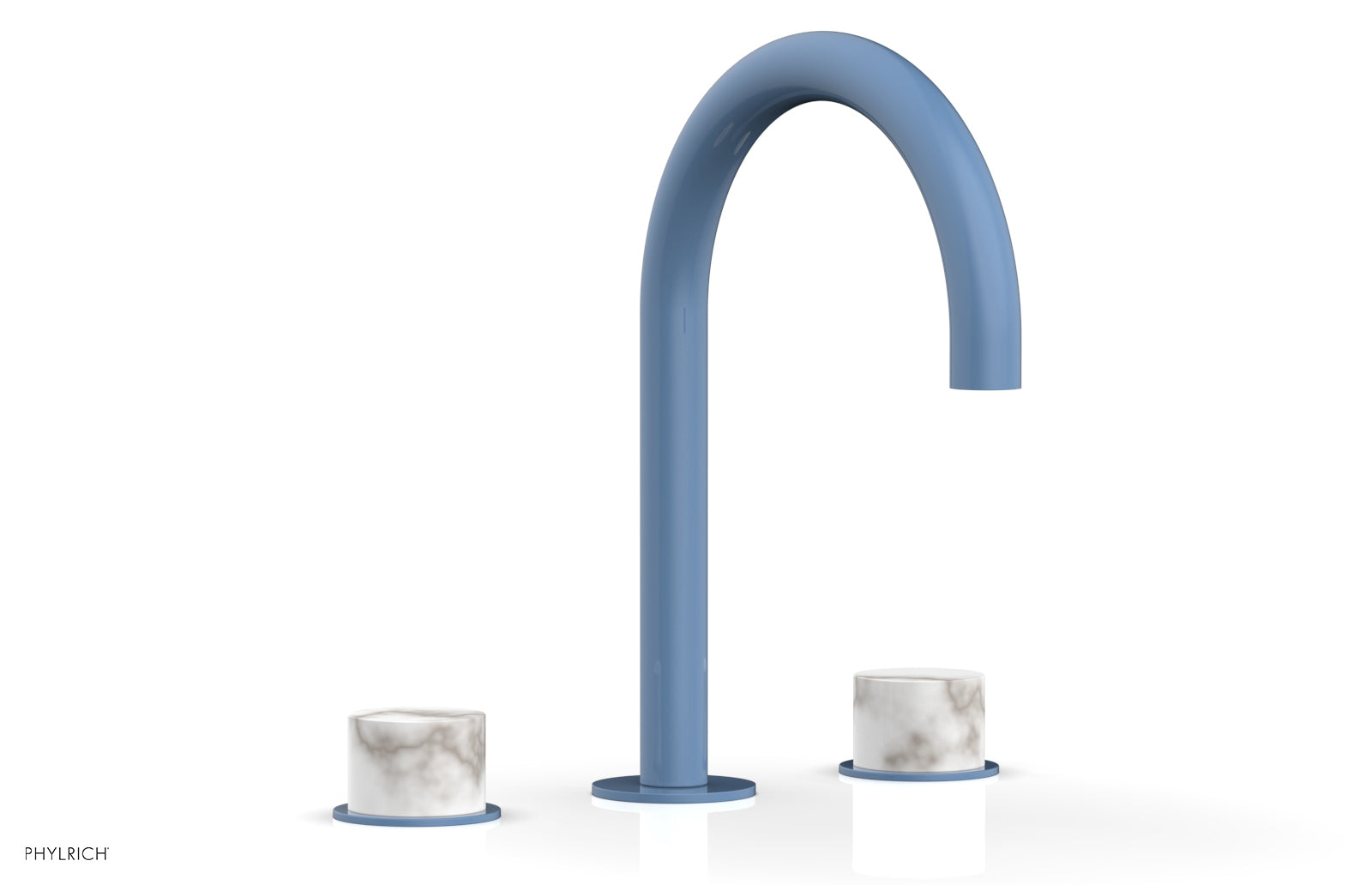 BASIC II Widespread Bathroom Faucet with White Marble Handles - 8 Inch Centerset, Brushed Nickel Finish for Modern Vanity Sinks (Model 230-03) - Perfect for Guest Bathrooms and Powder Rooms