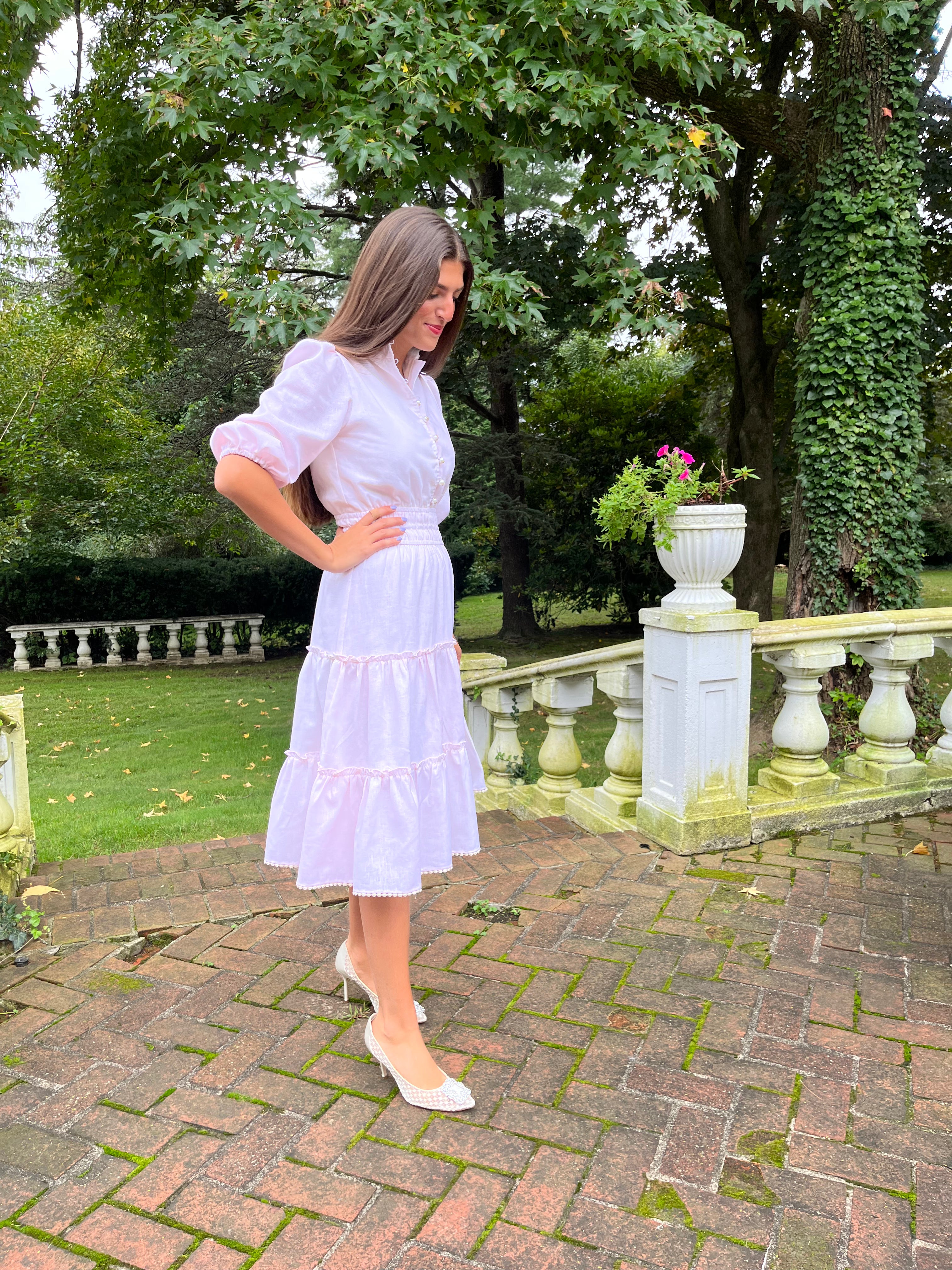 Elegant Pale Pink Linen Dress for Women - Summer Casual Flowy Maxi Dress - Perfect for Beach Vacations, Brunch Dates & Outdoor Weddings