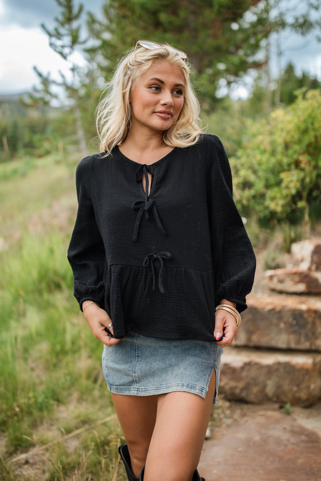 Elegant Black Bow Detail Blouse for Women | Chic Office & Party Wear | Final Sale
