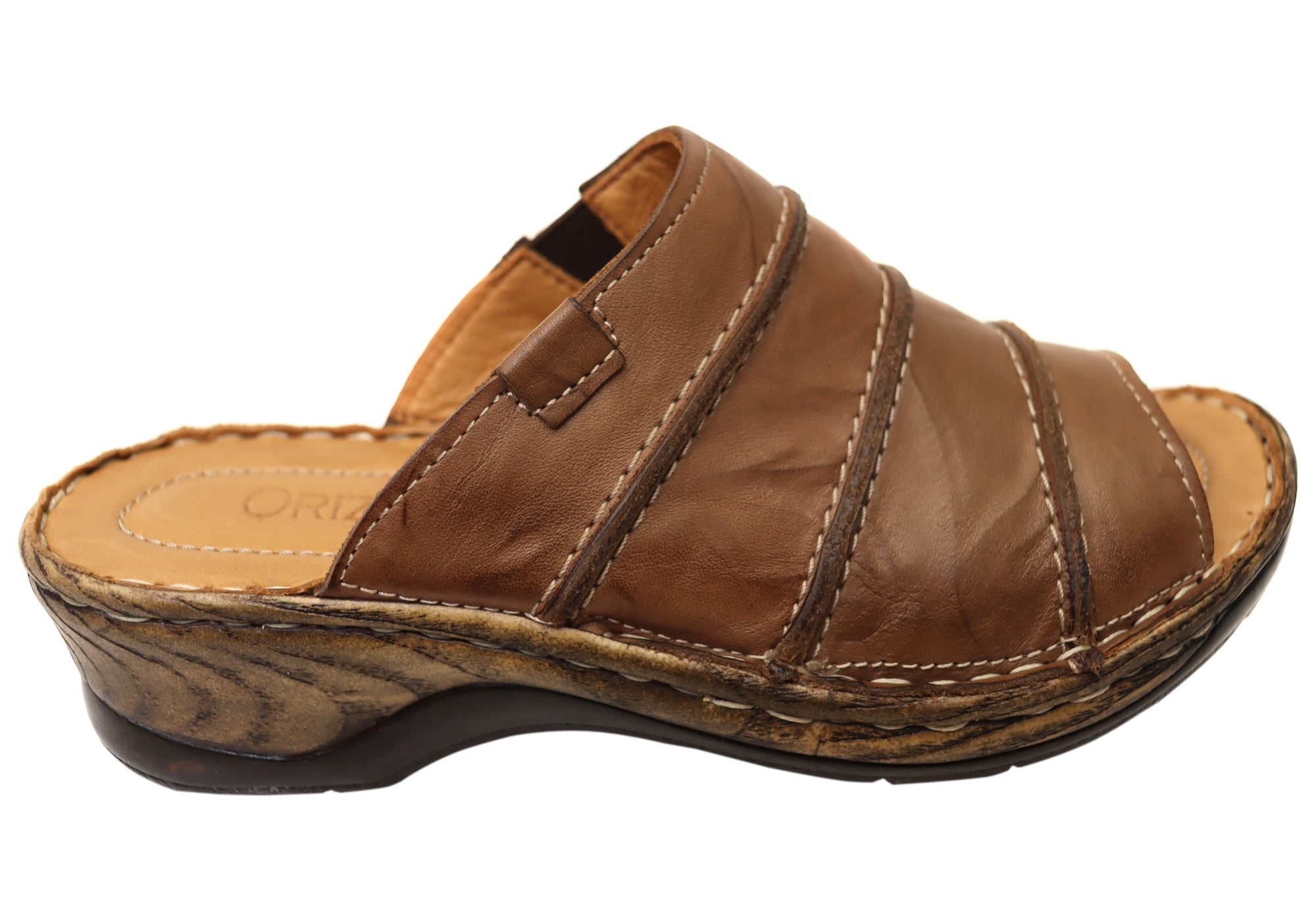 Orizonte Women's Comfortable Leather Slides Sandals - European Style Soft Sole Casual Shoes for Home, Beach & Travel