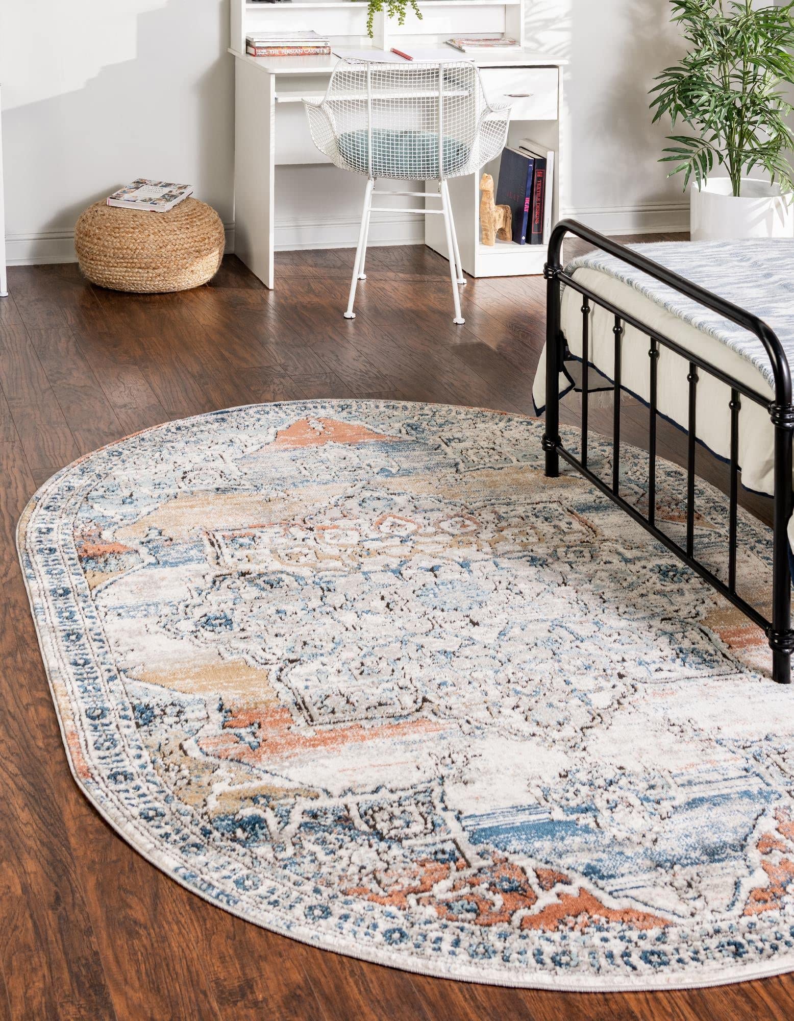 Unique Loom Nyla Collection Modern Abstract Area Rug - Smile Design (4'x6' Oval, Multi/Black) for Living Room, Bedroom & Office Decor