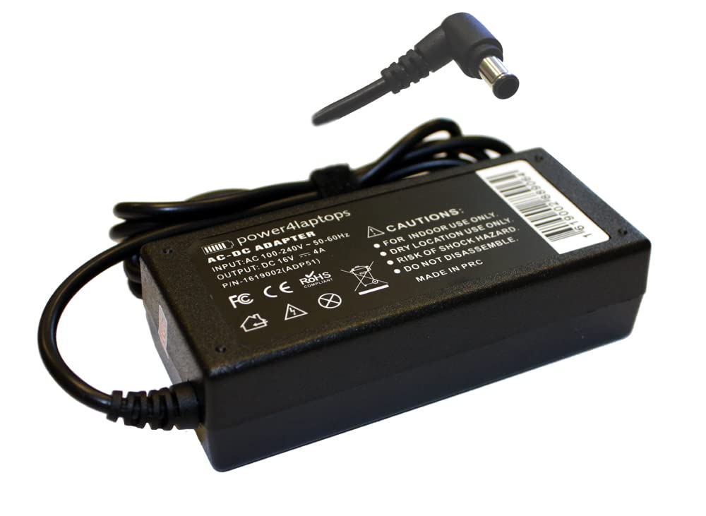 Power4Laptops 90W AC Adapter Charger for Sony Vaio PCG-581M Laptop - Replacement Power Supply Cord with LED Indicator | Perfect for Home, Office & Travel Use