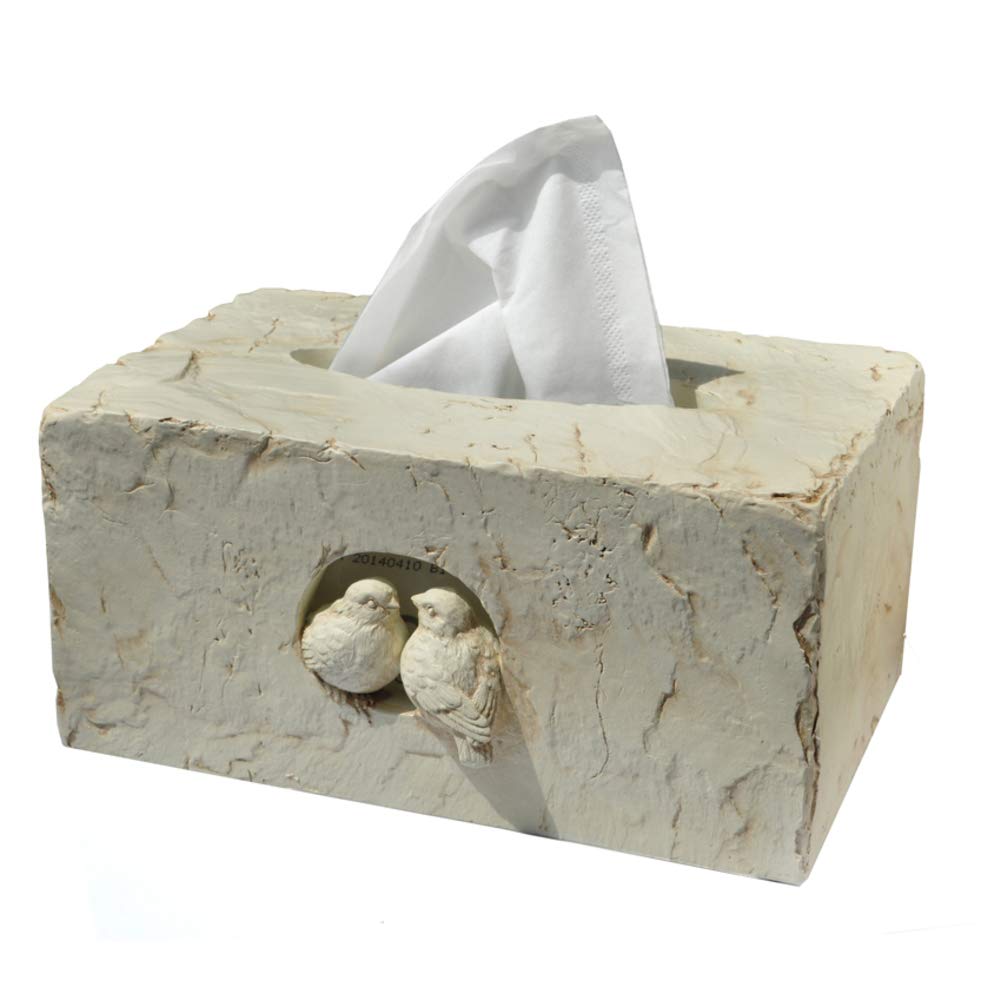 Admir Large Rectangular Tissue Box Cover with Non-Slip Bottom - White | Decorative Desk Organizer for Home, Office & Bathroom