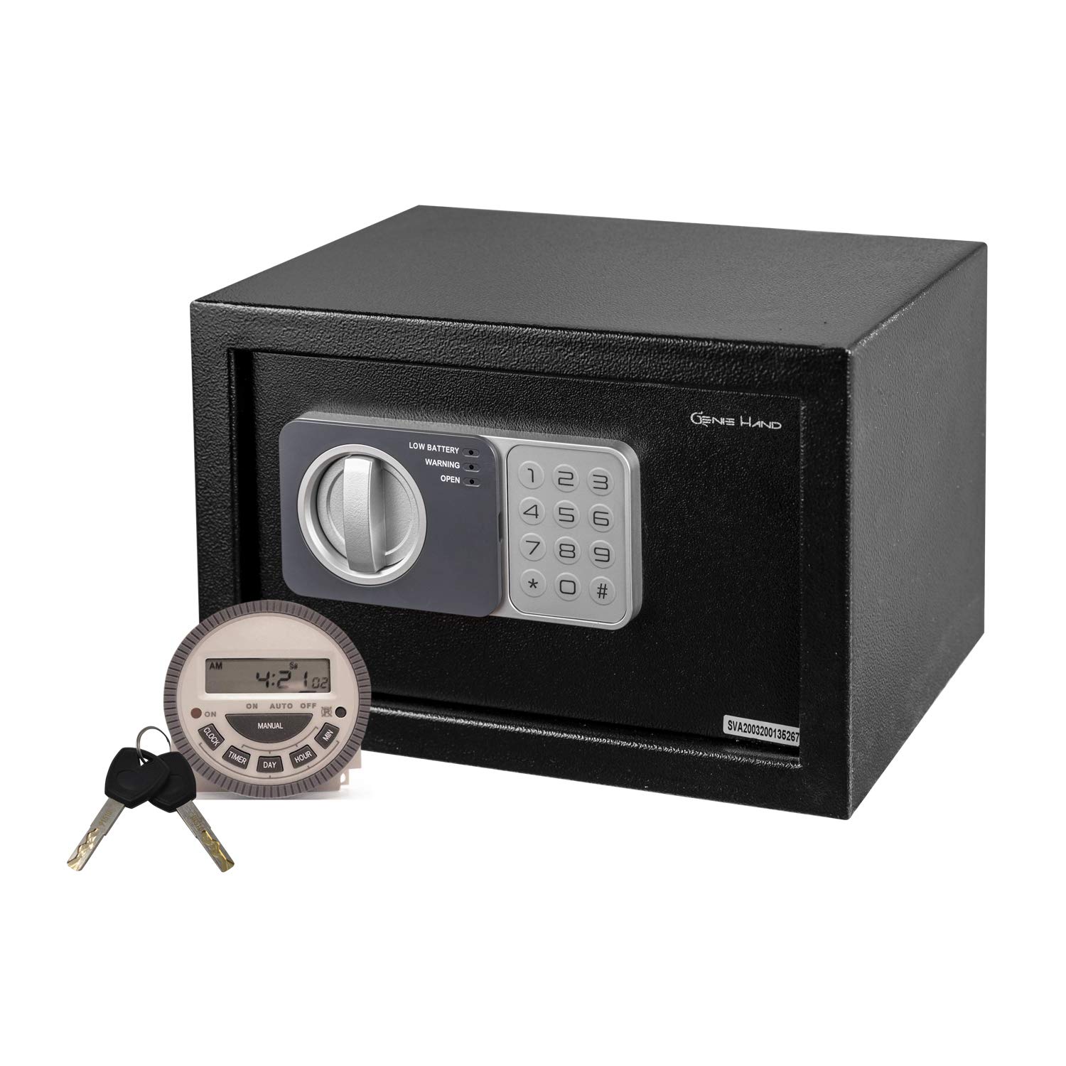 Genie Hand Time Lock Safe with Weekly/Daily Timer - B-Class Security Lock & Anti-Bounce Technology - Perfect for Home, Office, and Retail Cash Management