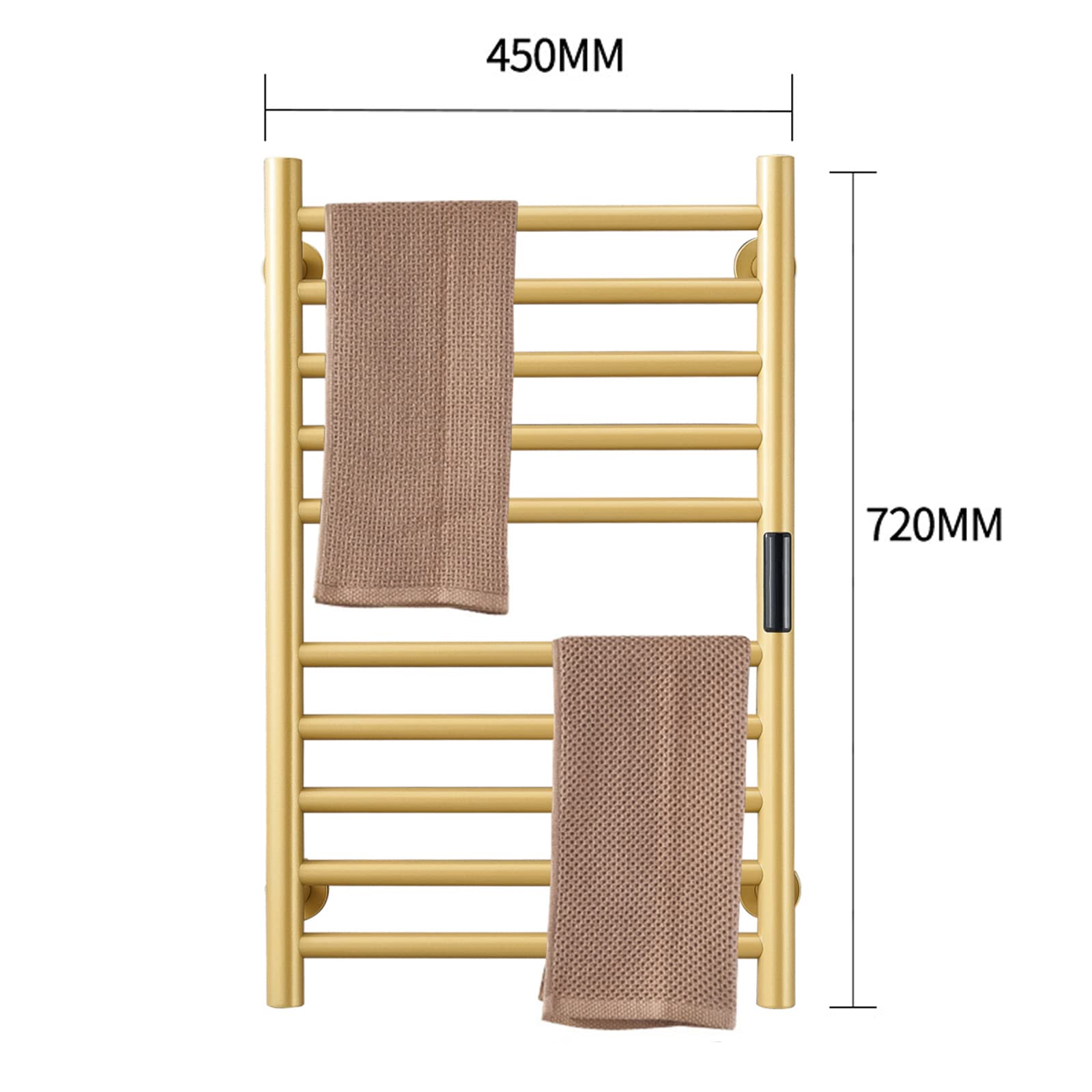 Premium 10-Bar Stainless Steel Electric Heated Towel Warmer with Built-in Timer & Temperature Control - Gold Bathroom Towel Rack for Spa-Like Luxury, Fast Drying & Warm Towels - Perfect for Bathrooms, Master Suites & Luxury Hotels (Hardwired Installation)