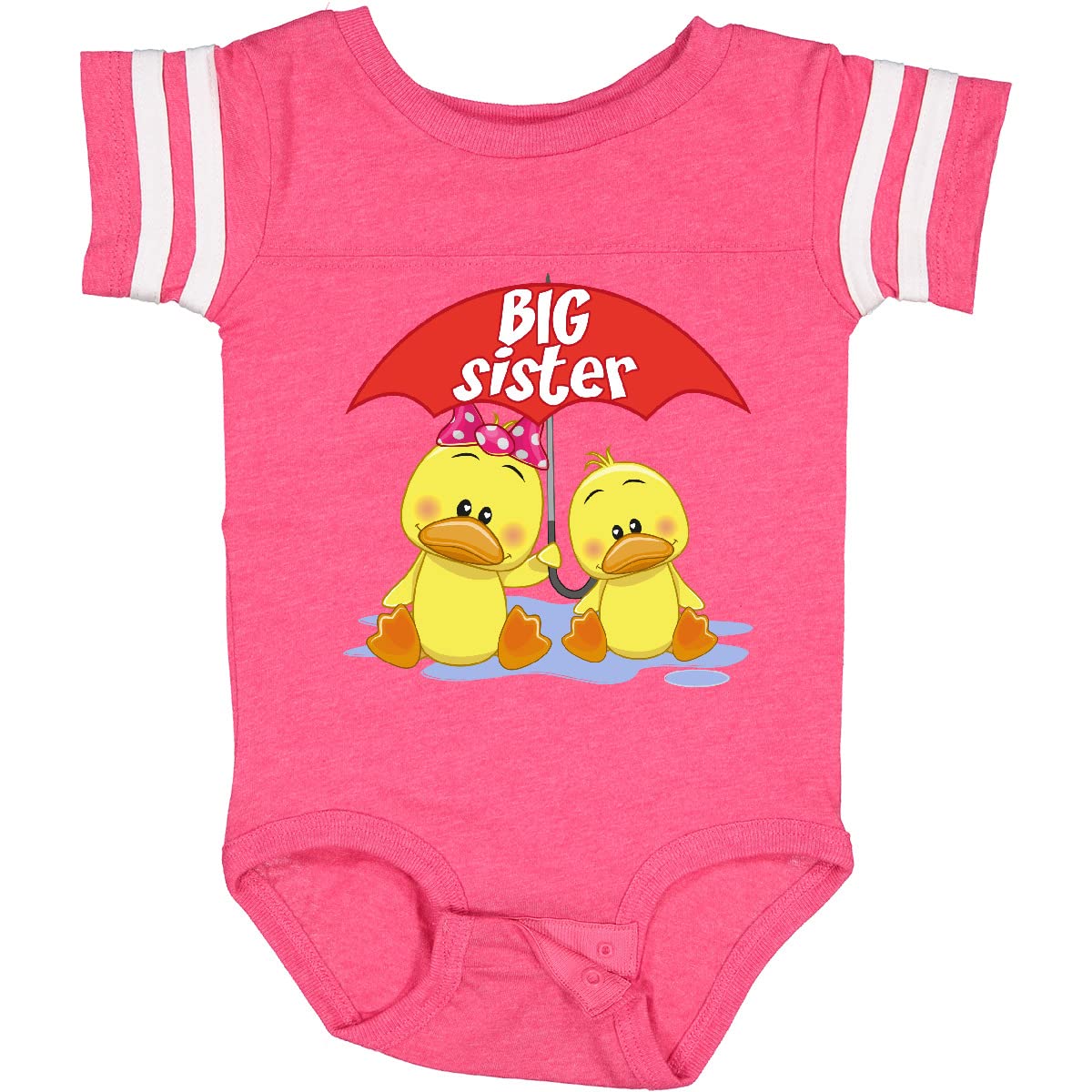 Inktastic Big Sister Duck Baby Bodysuit - Cute Duck Design Cotton Onesie for Newborn & Infant - Perfect Sibling Gift for Baby Showers & Family Photos