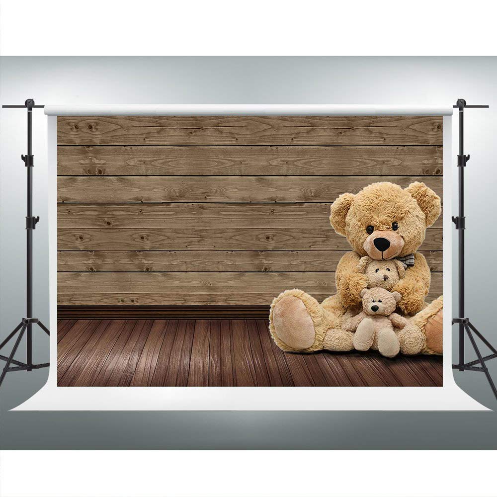 VIDMOT 7x5ft Wooden Board Toy Bear Backdrop - Premium Cake Table Decor Background for Baby Showers, Birthday Parties & Photography Props | Perfect for 1st Birthday, Gender Reveal & Nursery Decor