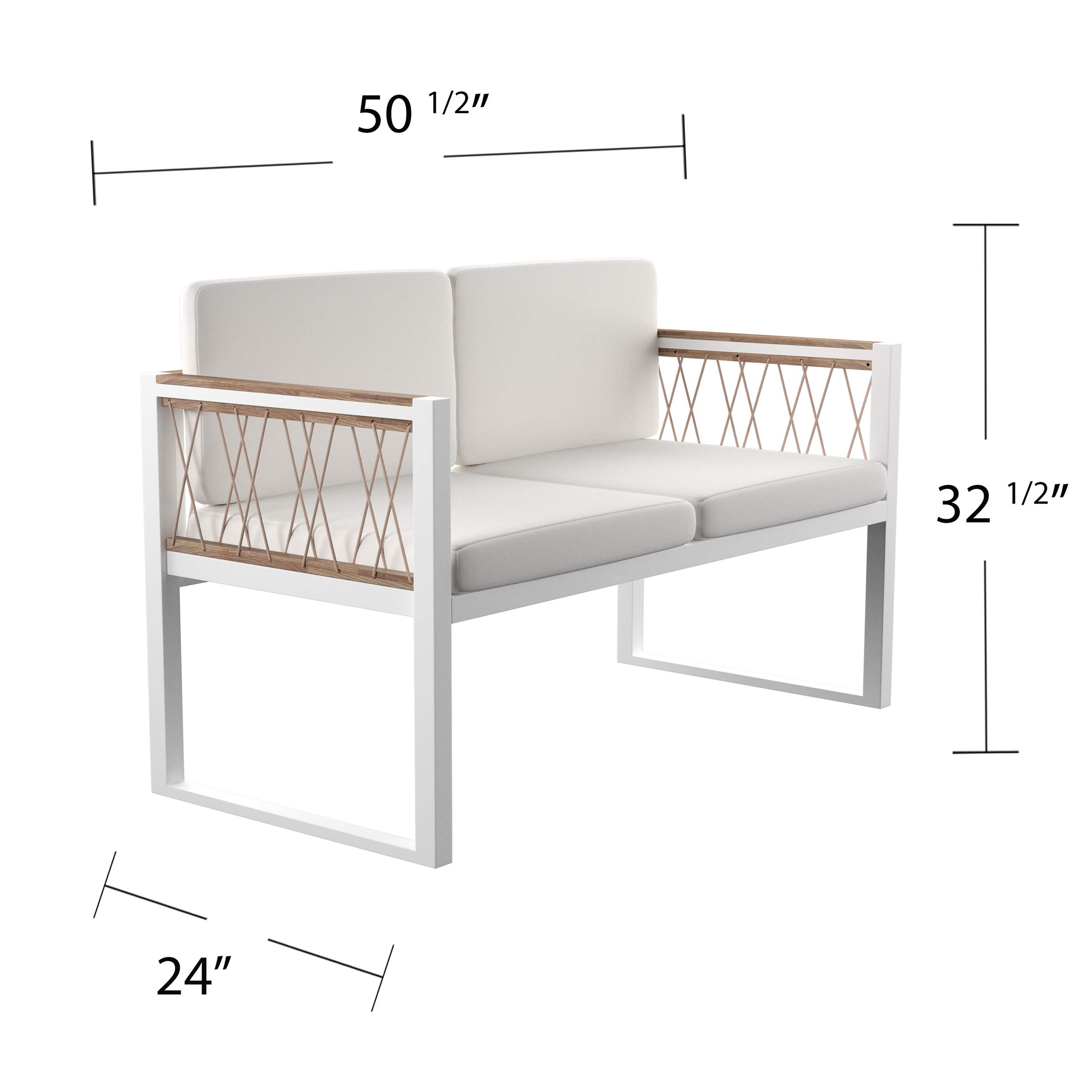 SEI Furniture Wallmond Loveseat Sofa - Natural White Fabric - Modern Small Space Living Room, Apartment, Dorm, Office Seating