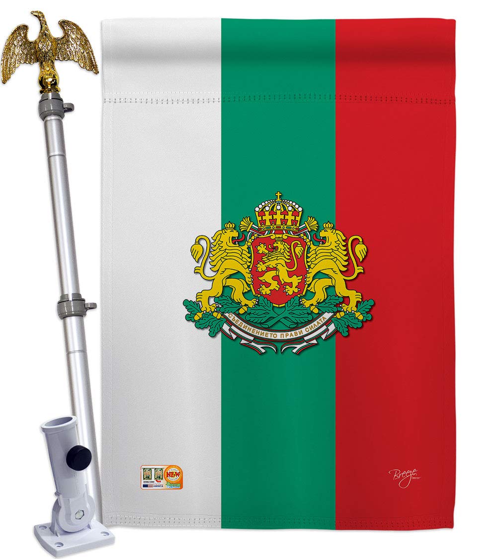 Bulgaria National Flag Set 28x40in w/Pole for Home & Garden Decor