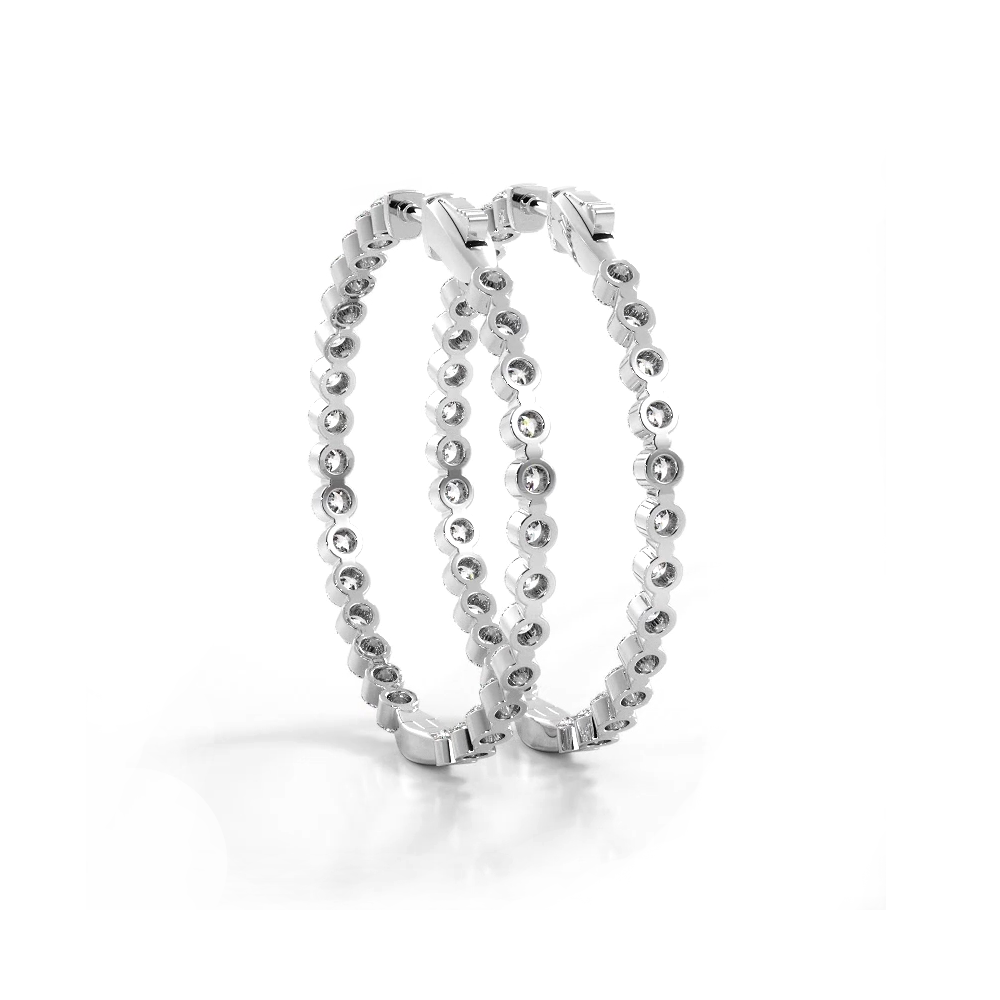 2.5 Carat Floating Diamond Large Hoop Earrings for Women - Elegant Dangle Drop Earrings for Wedding, Party & Special Occasions