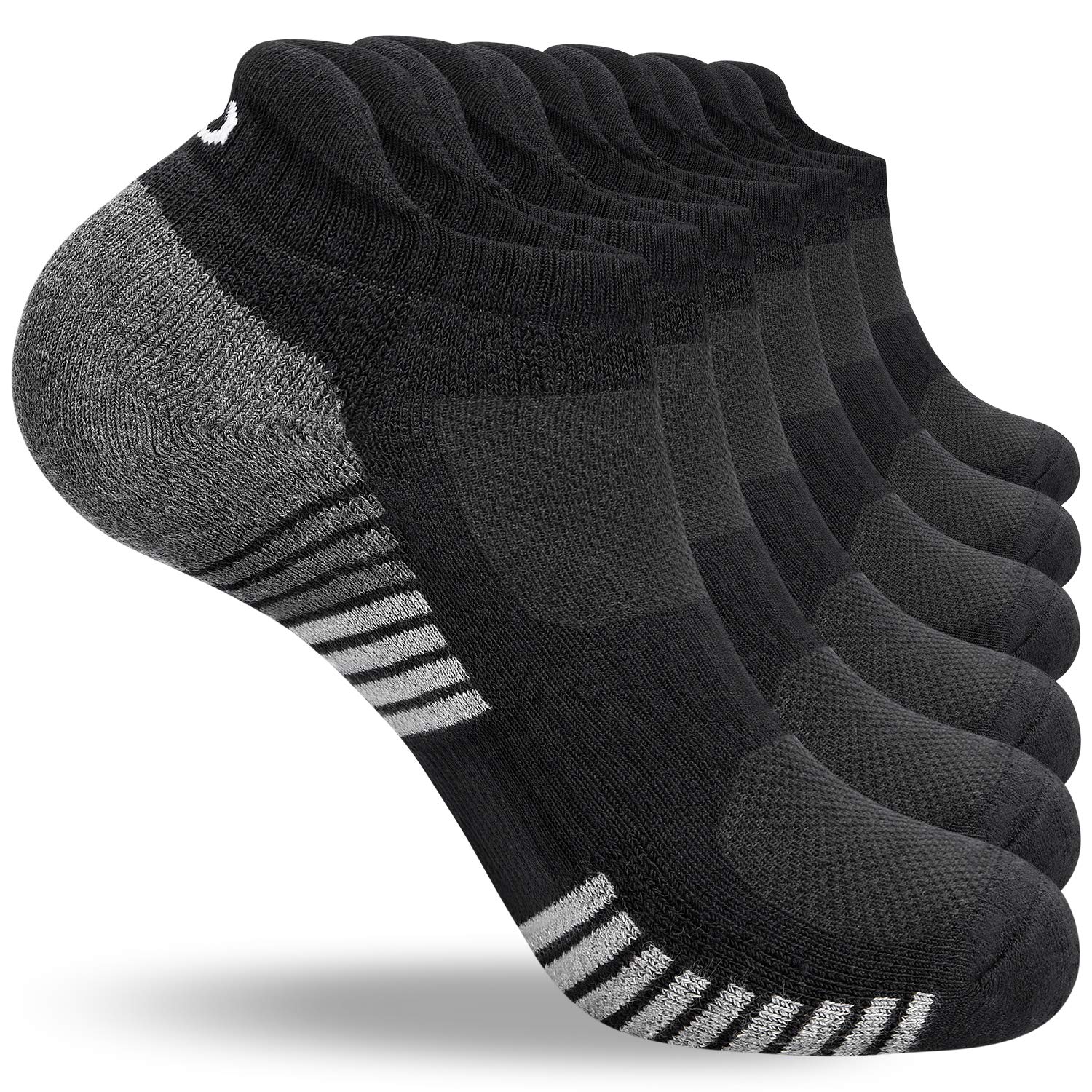 Coskefy Thick Cushioned Running Socks for Men & Women - 6 Pairs Breathable Cotton Athletic Socks for Jogging, Training & Workouts - Comfortable Ankle Sports Socks for Gym, Marathon & Daily Wear