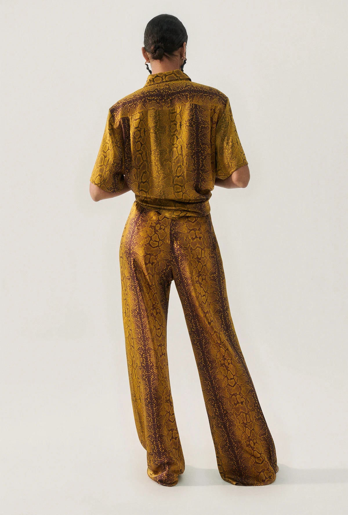 Stylish Bias Cut Pants with Snake Skin Print - Perfect for Office Wear & Evening Outfits