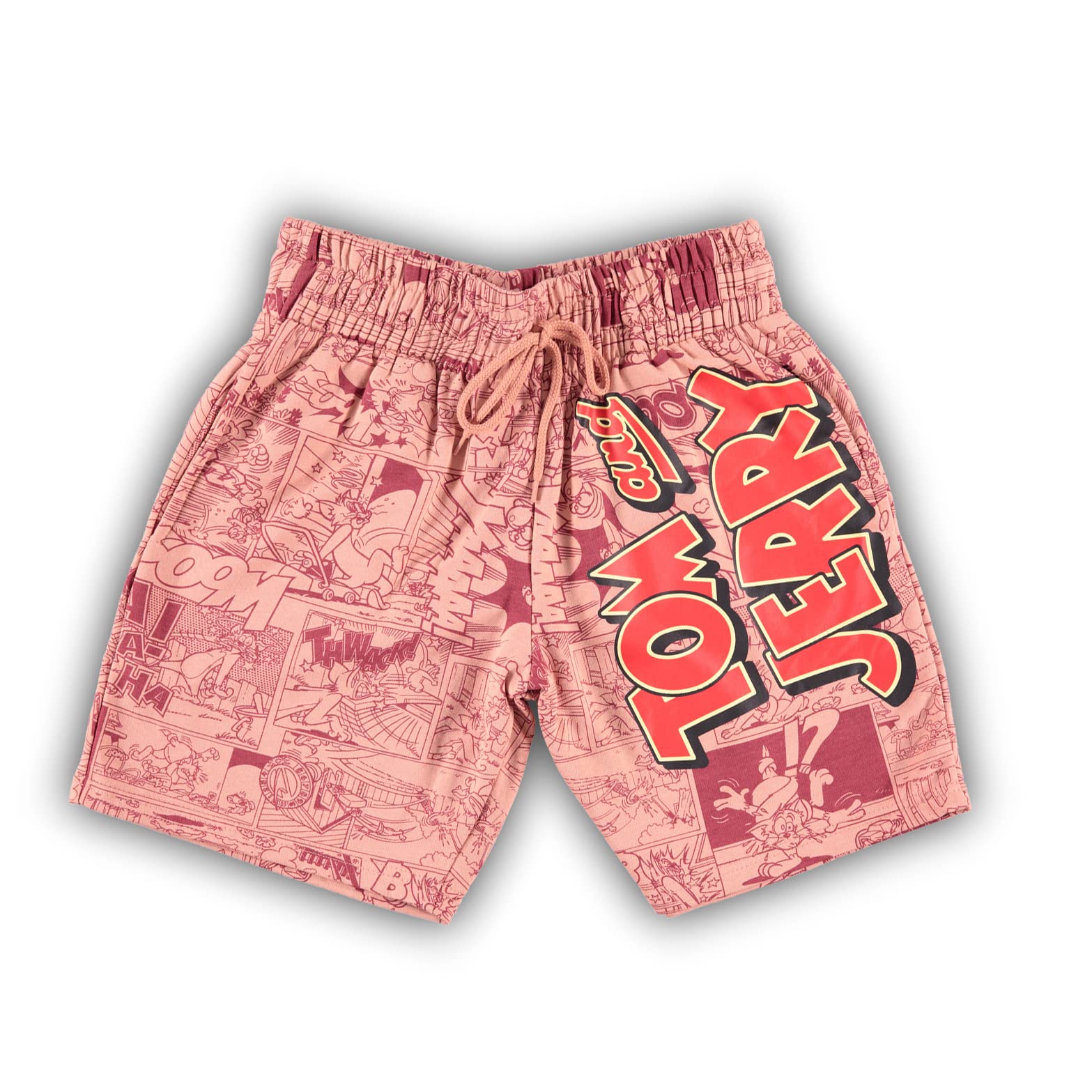 Men's Tom & Jerry Battle Print Shorts - Vintage Hanna-Barbera Cartoon Pajama Shorts for Lounge & Sleep - Comfortable Cotton Sleepwear for Men