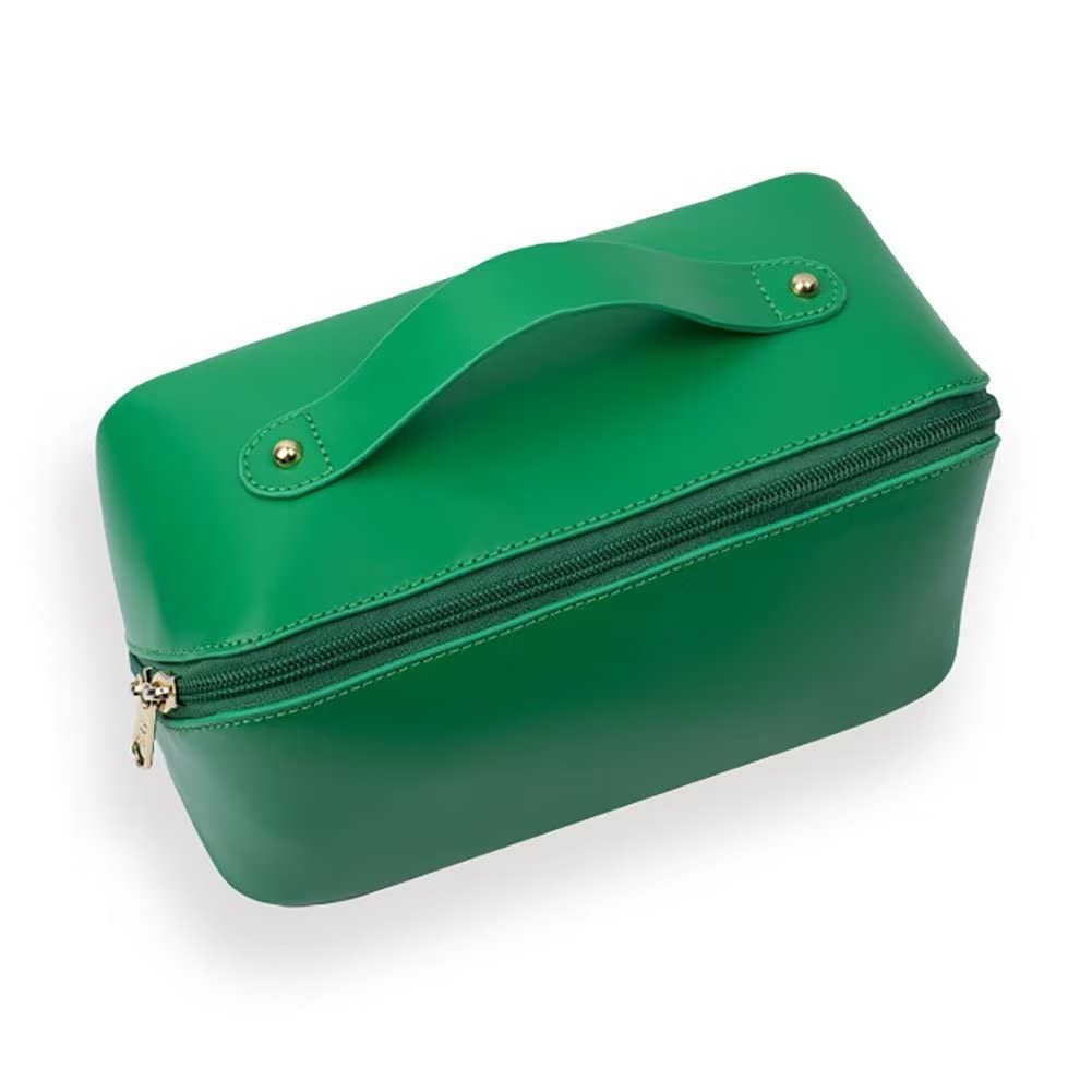 Large Waterproof Leather Cosmetic Bag for Travel - High Capacity Makeup & Toiletry Organizer (Fruit Green) | Perfect for Skincare, Makeup Storage & Weekend Getaways