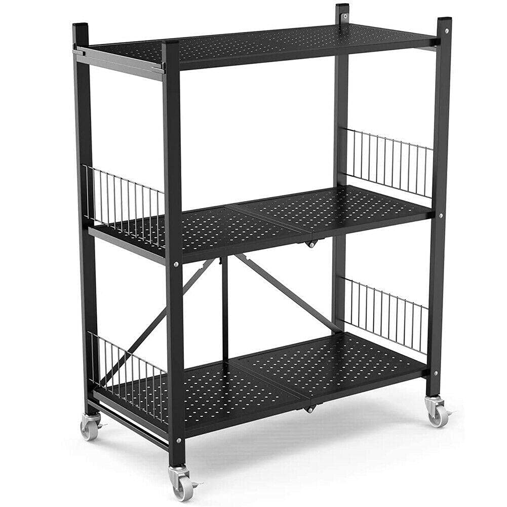 3-Tier Adjustable Metal Wire Shelving Unit - Heavy Duty Kitchen Storage Organizer, Bookshelf, Bathroom & Garage Shelving for Home Organization - Perfect for Pantry, Closet, Laundry Room and Office Storage
