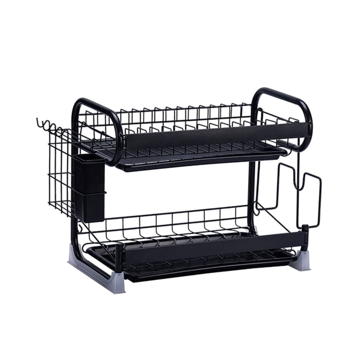 Premium 2-Tier Dish Drying Rack with Removable Utensil Holder & Cutting Board Storage - Large Capacity Kitchen Countertop Drain Rack - Heavy Duty & Space Saving for Small Kitchens, Apartments, and RVs - Perfect for Drying Dishes, Cups, and Cookware After Washing