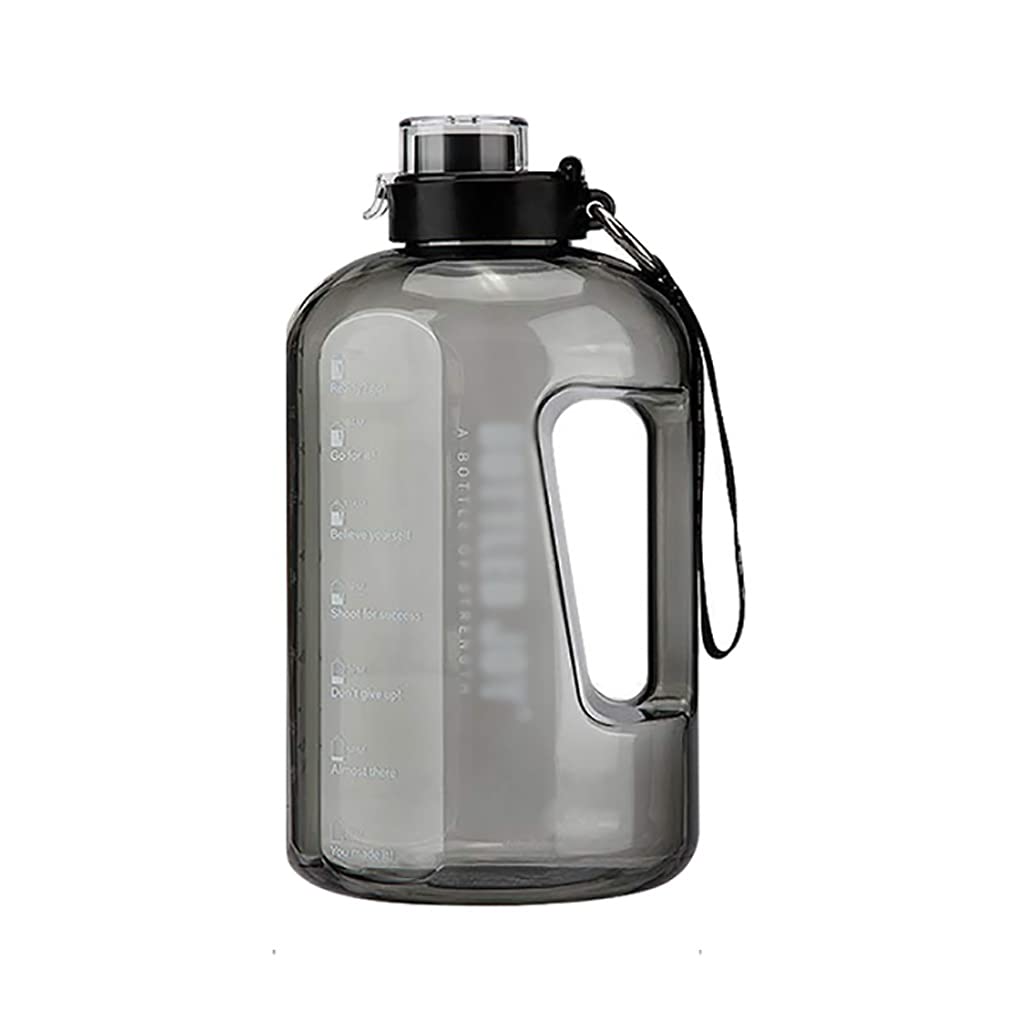 **3.78L Large Sports Water Bottle with Time Marker & Handle - Leakproof Hiking Jug for Camping, Workouts, Gym & Outdoor Activities (Black, BPA-Free)**