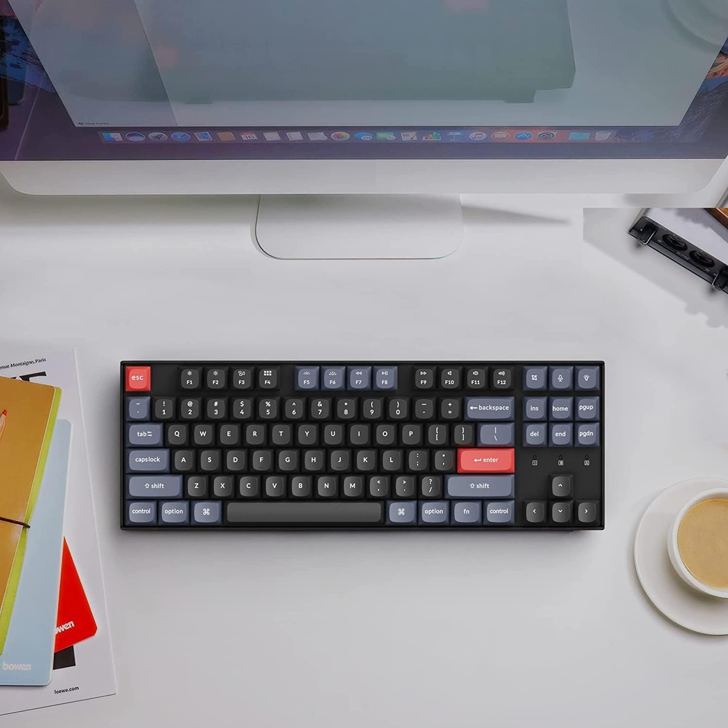 Keychron K8 Pro QMK/VIA Wireless Mechanical Keyboard - Hot-Swappable TKL Custom Programmable Macro Wired Keyboard with Gateron G Pro Brown Switch, RGB Backlit, PBT Keycaps for Mac Windows Linux - Perfect for Gaming, Coding & Office Work