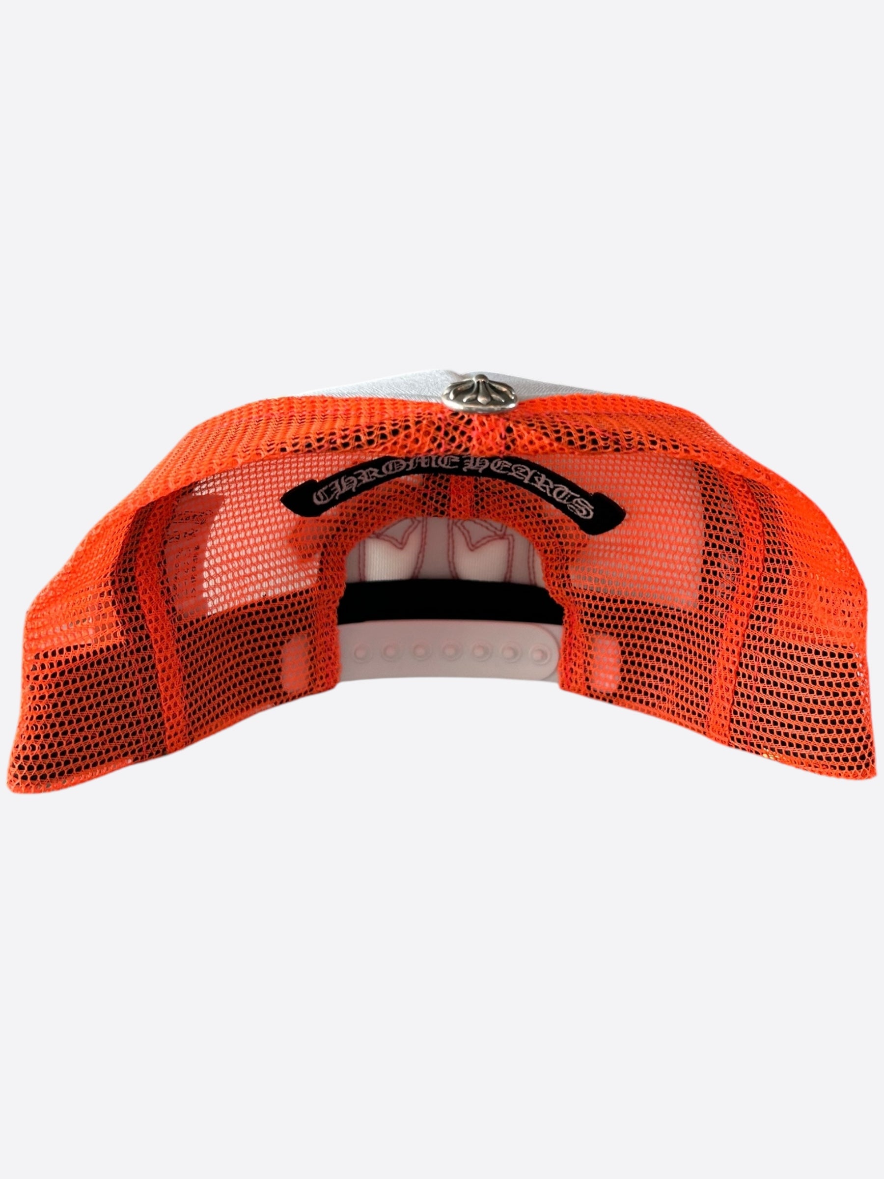 Chrome Hearts Orange Cemetery Cross Patch Trucker Hat - Stylish Embroidered Adjustable Cap for Men & Women - Perfect for Streetwear, Hip-Hop Fashion & Outdoor Activities