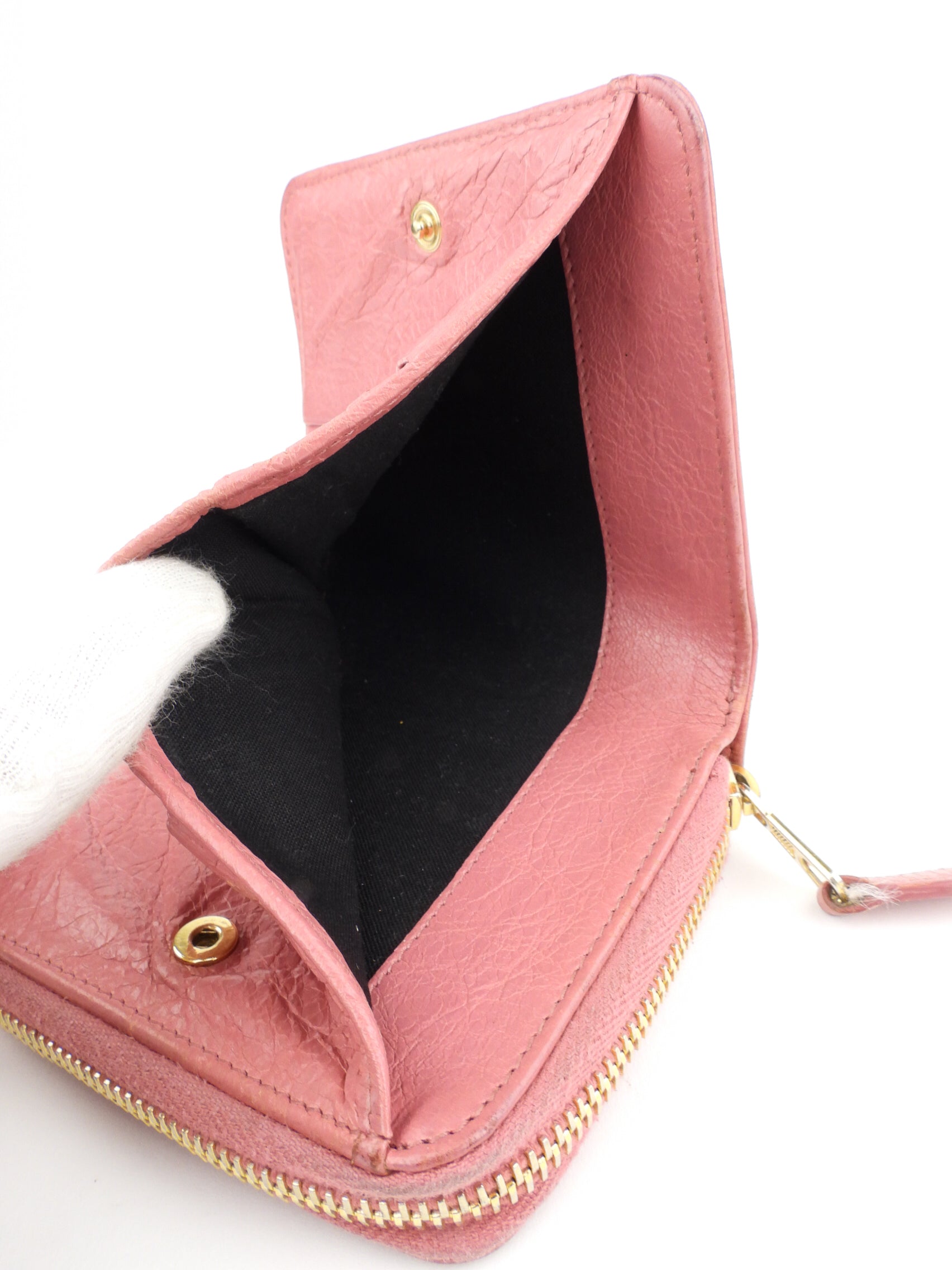 Balenciaga Pink Agneau Leather Moto Classic City Bifold Wallet for Women - Luxury Designer Wallet for Everyday Use & Gift Giving