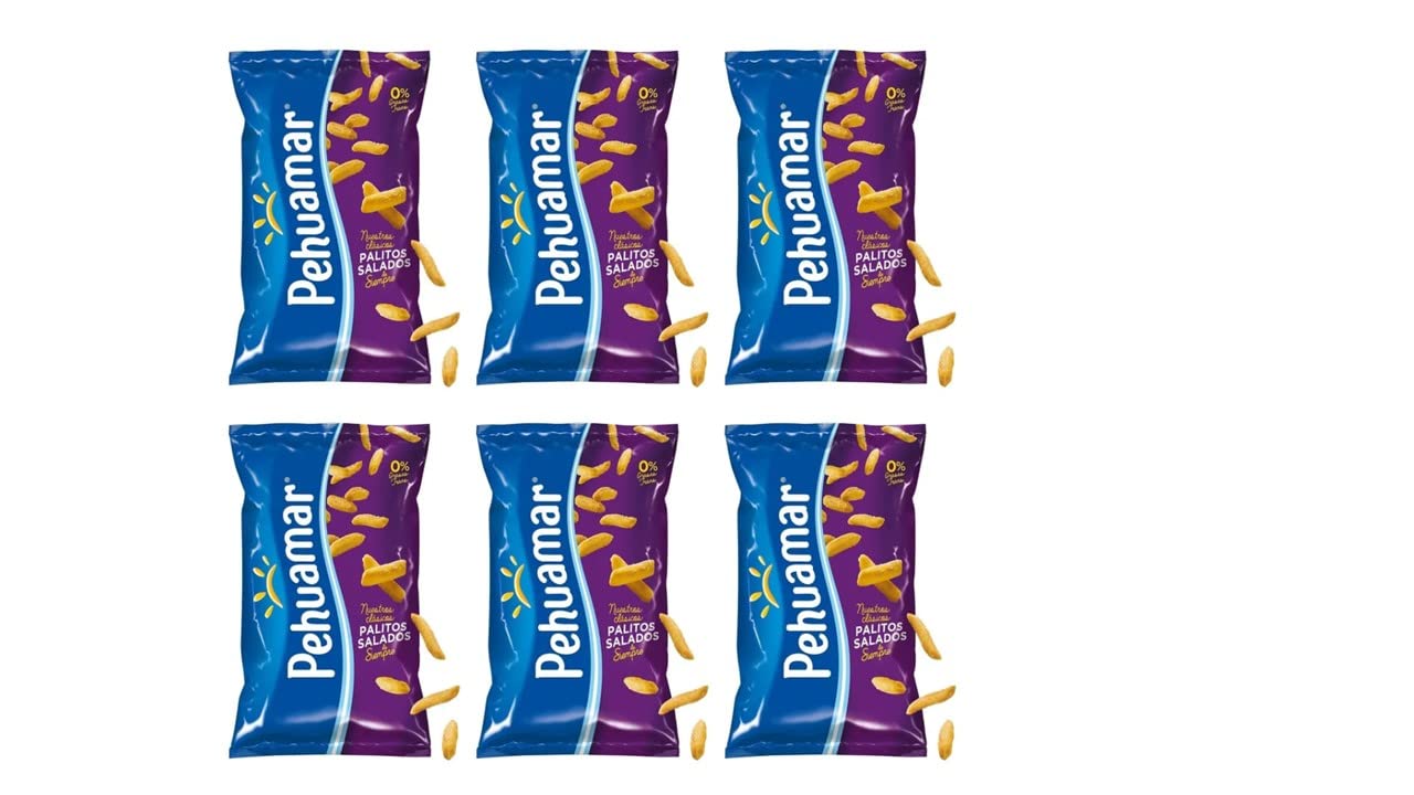 Pehuamar Delicious Salty Snack Sticks 3.17 Oz (90g) - Pack of 6 | Crunchy Party Snacks, Movie Night Treats & On-the-Go Munchies