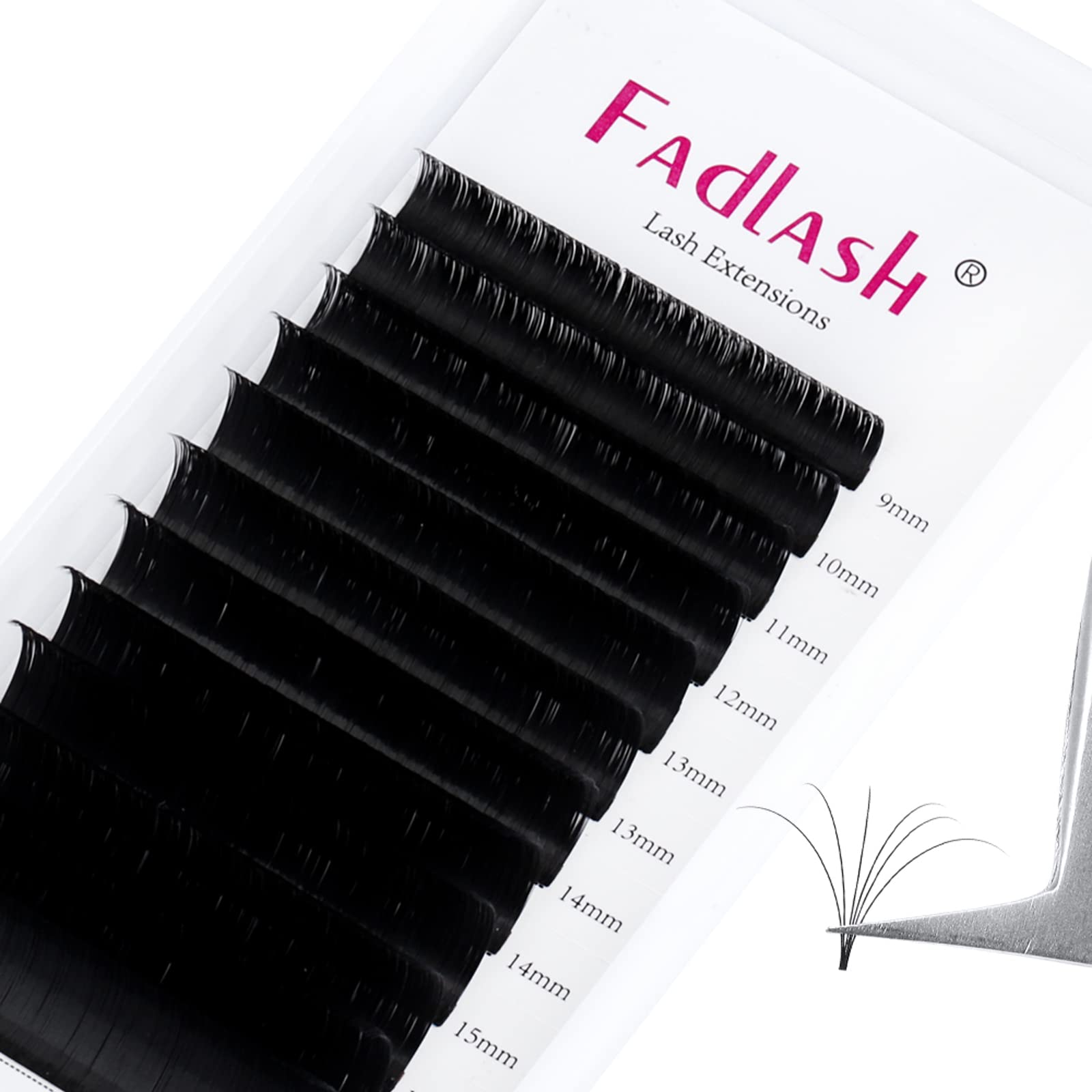 Premium 9-17mm Mixed Tray D Curl Eyelash Extensions - Easy Fan Volume Lashes for Self-Fanning & Russian Blooming Effect (0.03-D, 9-17mm Mix) - Perfect for Salon Professionals & DIY Lash Artists
