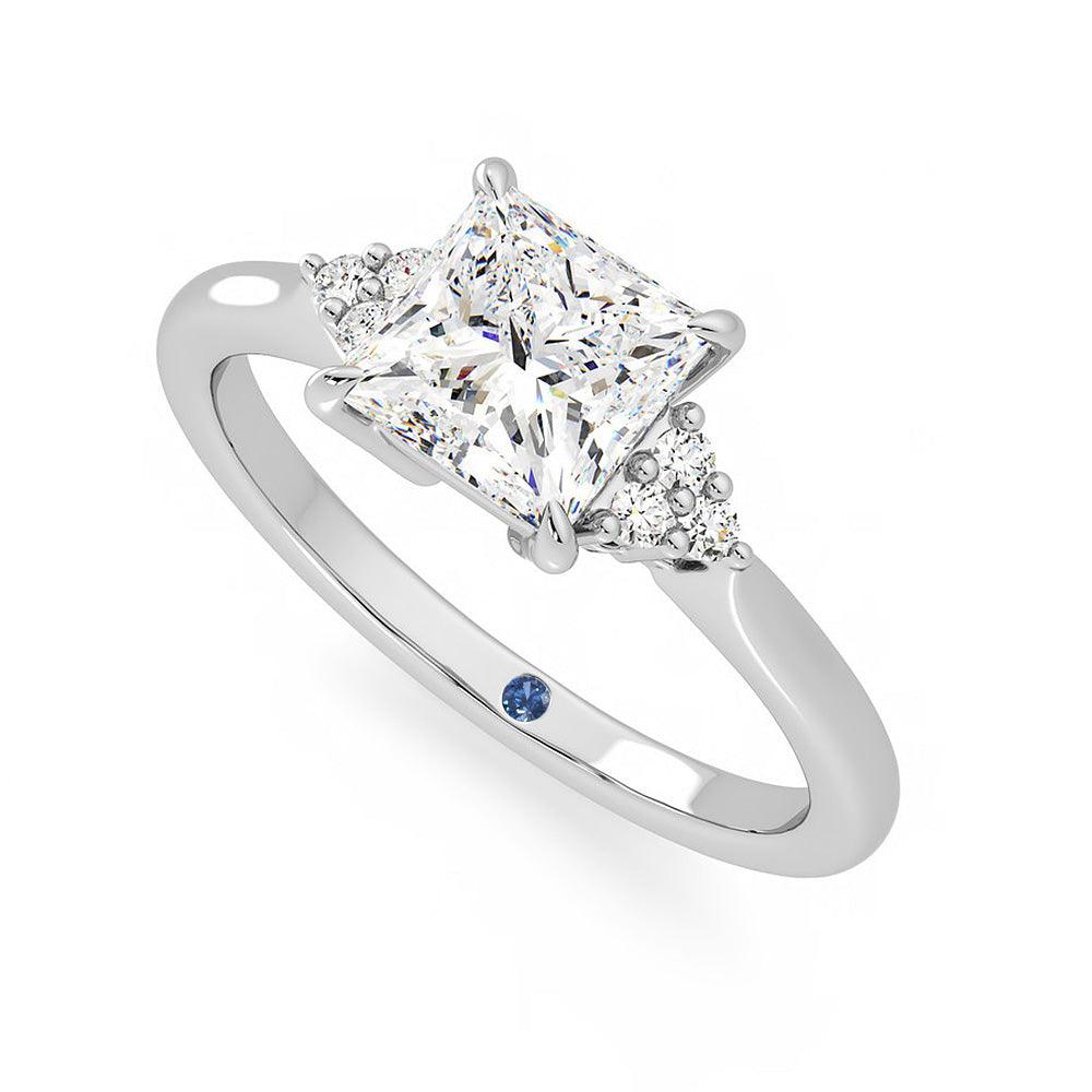 Princess Cut Moissanite Engagement Ring with Hidden Anniversary Stone & Diamond Accents - Perfect for Proposals, Weddings & Anniversary Gifts