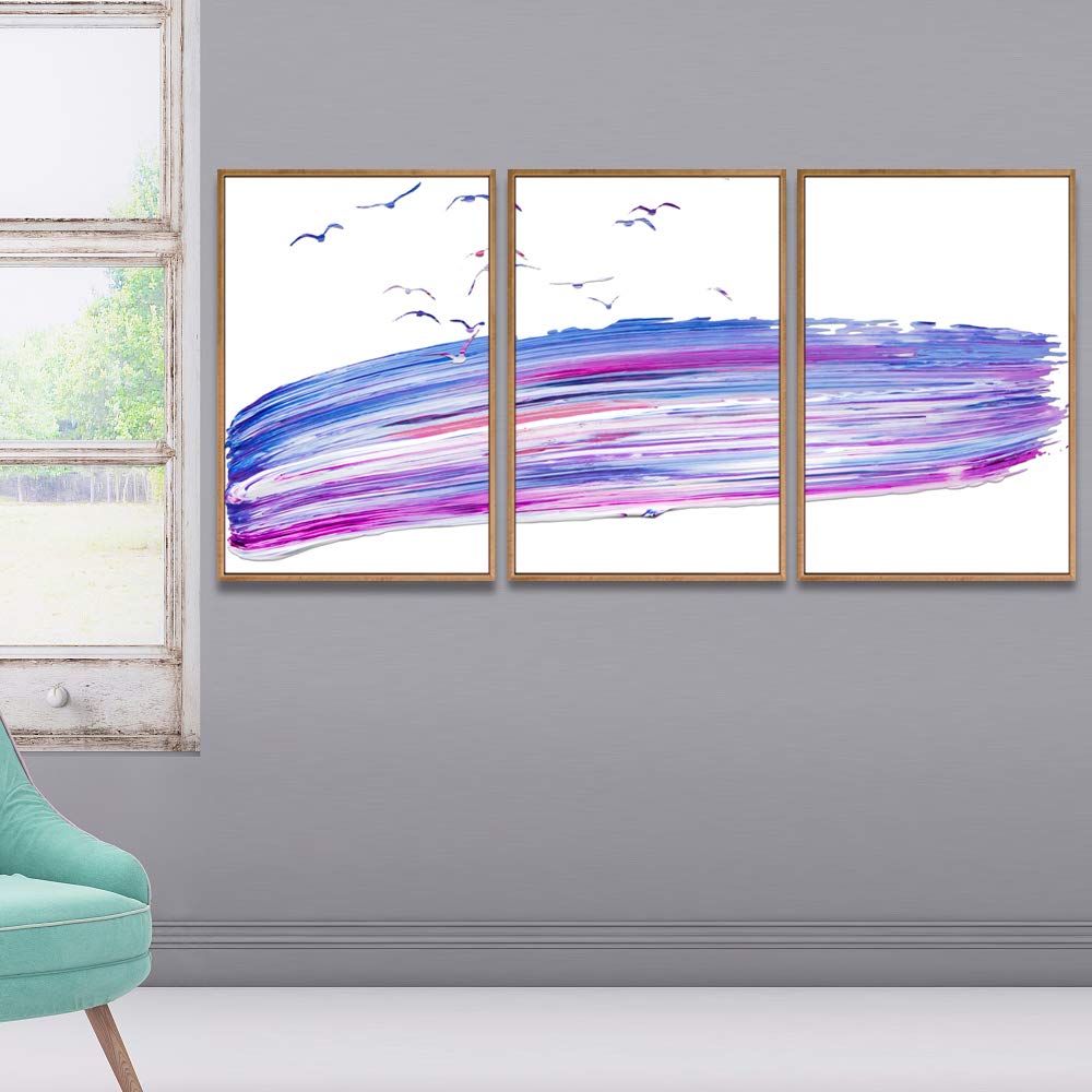 Wall26 3-Panel Framed Abstract Tree Canvas Wall Art - 24x36 Inch Ready to Hang Painting for Living Room & Bedroom Decor | Modern Home Office & Dorm Wall Decor