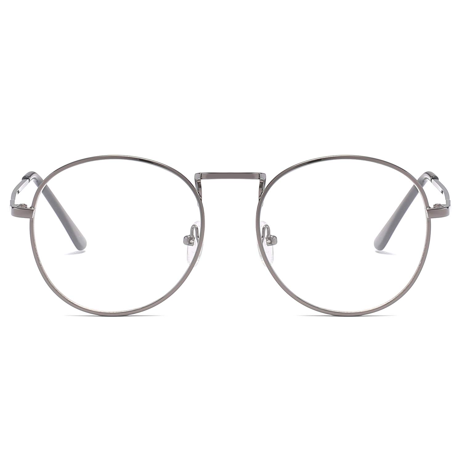 Photochromic Gray Reading Glasses - Retro Metal Frame for Indoor/Outdoor Use