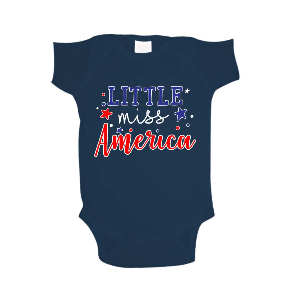 Little Miss America Baby Bodysuit or Toddler T-Shirt - Cute Patriotic Outfit for 4th of July, Memorial Day & Independence Day Celebrations
