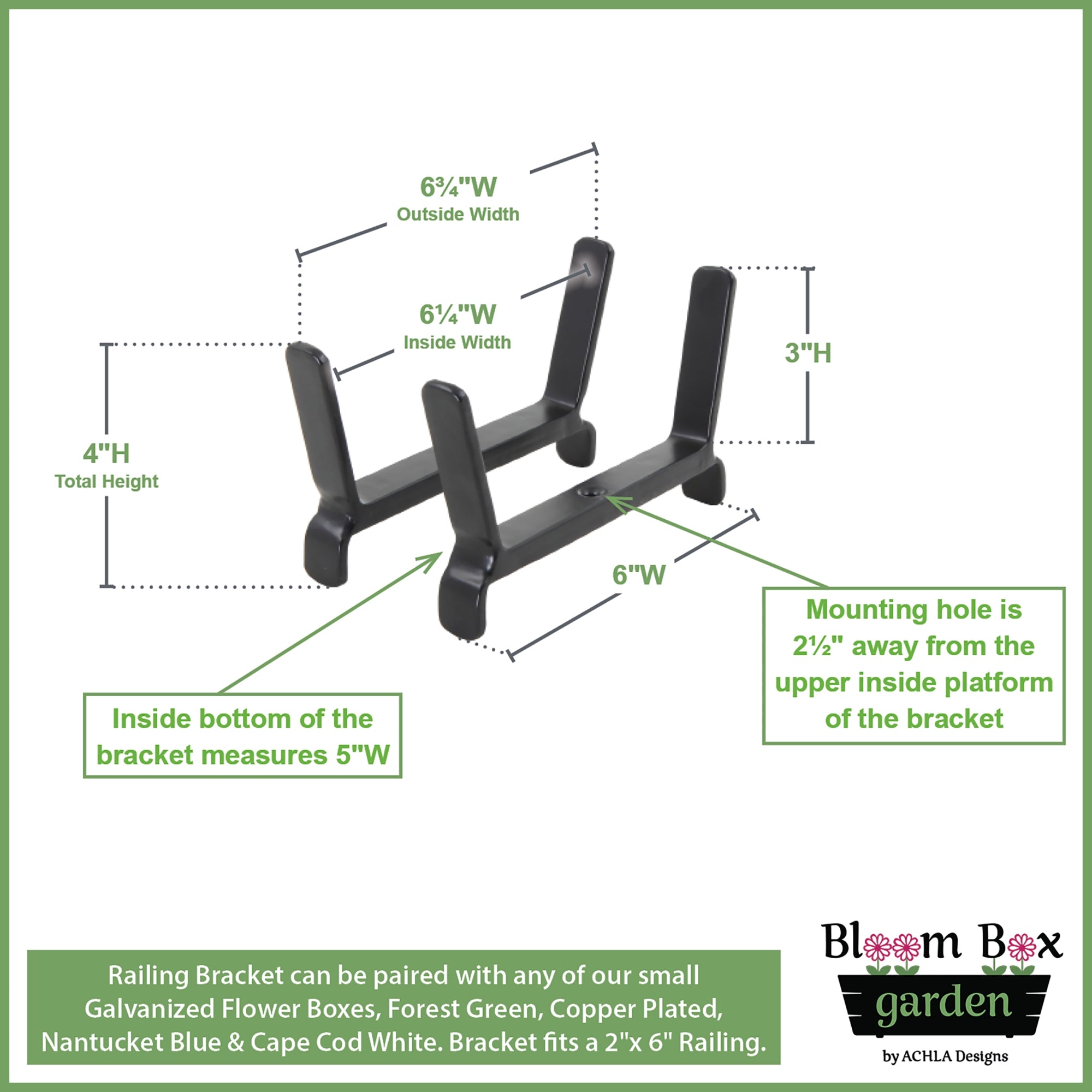 Bloom Box Garden Growing Kits with Brackets for 2x6 Railings - Indoor/Outdoor Vertical Gardening Solution for Balconies, Decks & Small Spaces